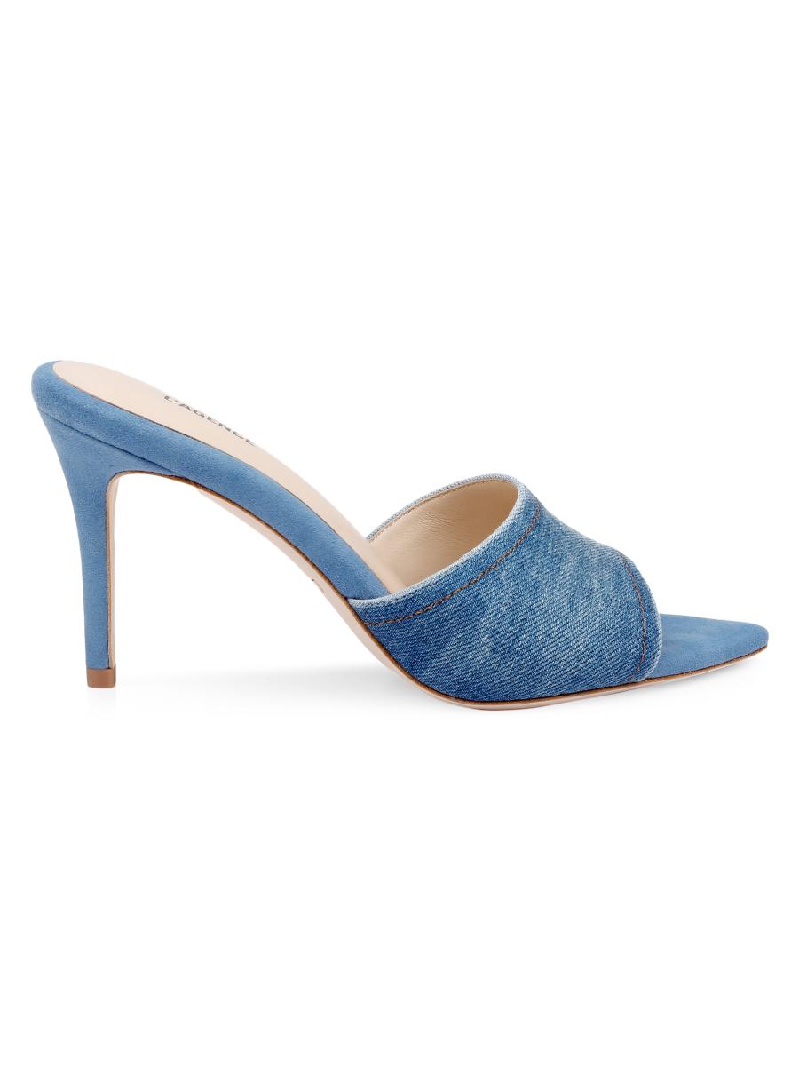靴 amerivintage OVAL MOTIF VOLUME MULE L New White Leather Spring-o-lator High Heel Shoes Mule Shoe