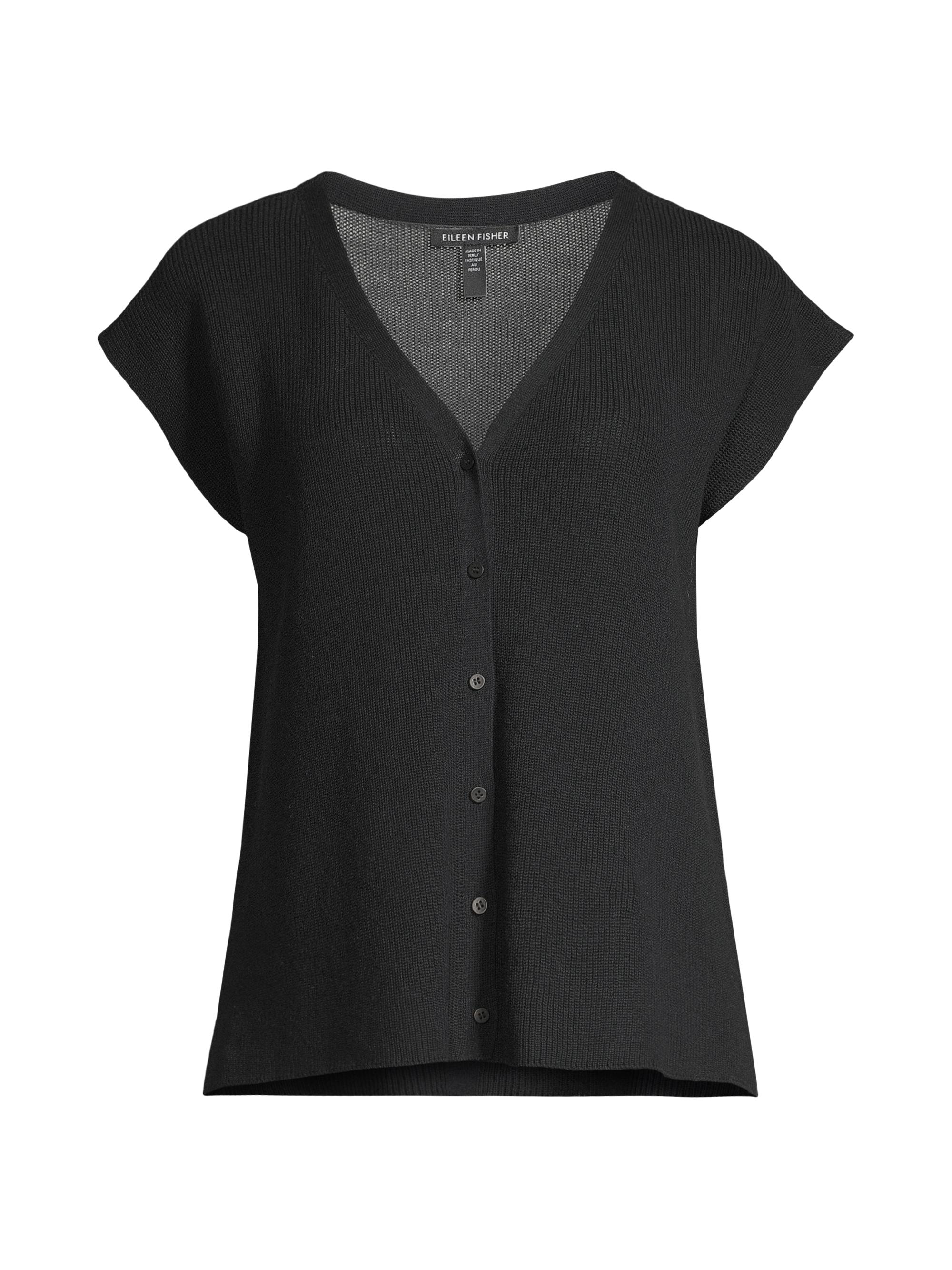 Eileen Fisher Women's Cotton Knit Vest Top - Black