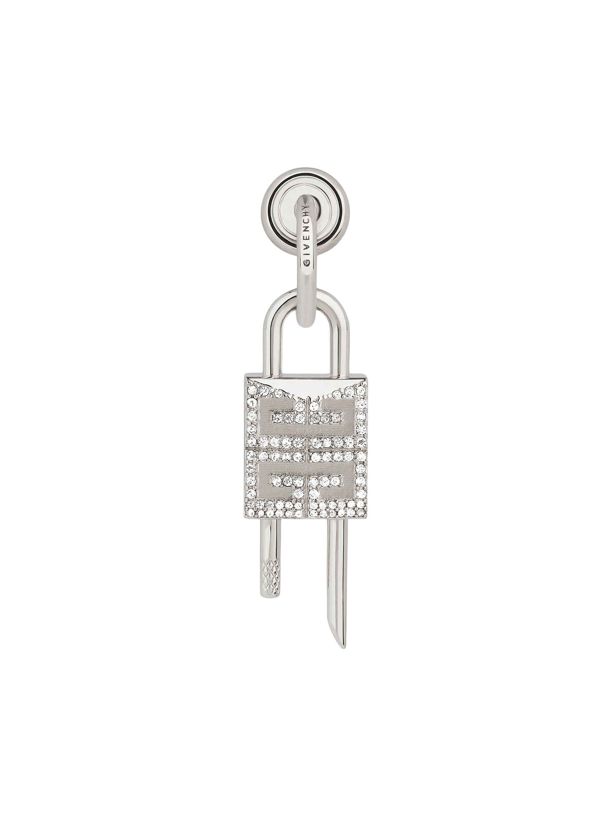 Givenchy Men's Lock Earring In Metal With Crystals - Silvery