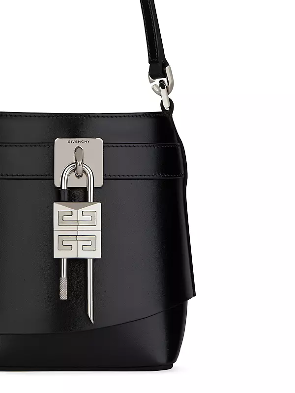 Shark Lock Micro metallic leather bucket bag in silver - Givenchy