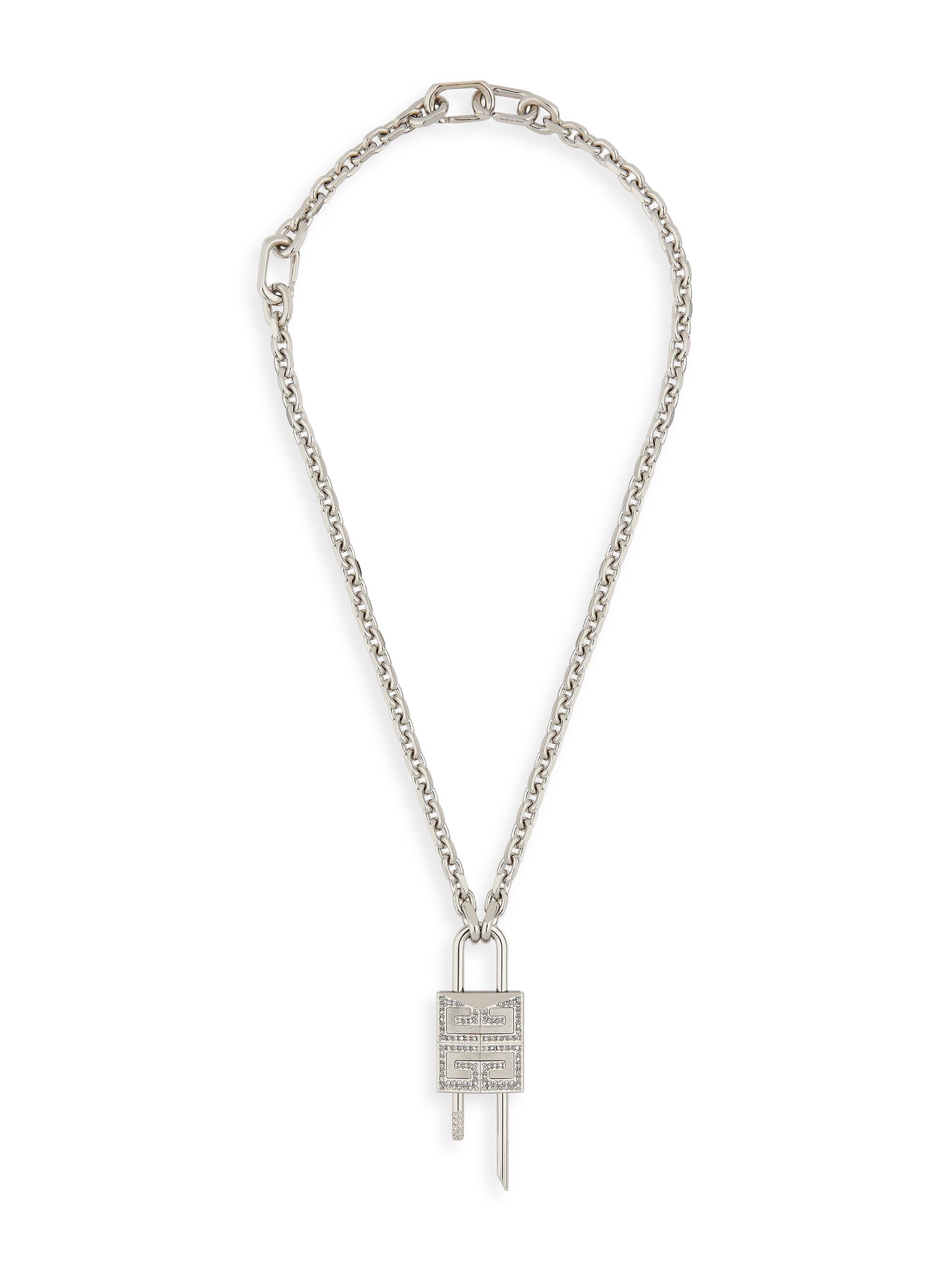 Givenchy Men's  Lock Necklace In Metal With Crystals - Silvery