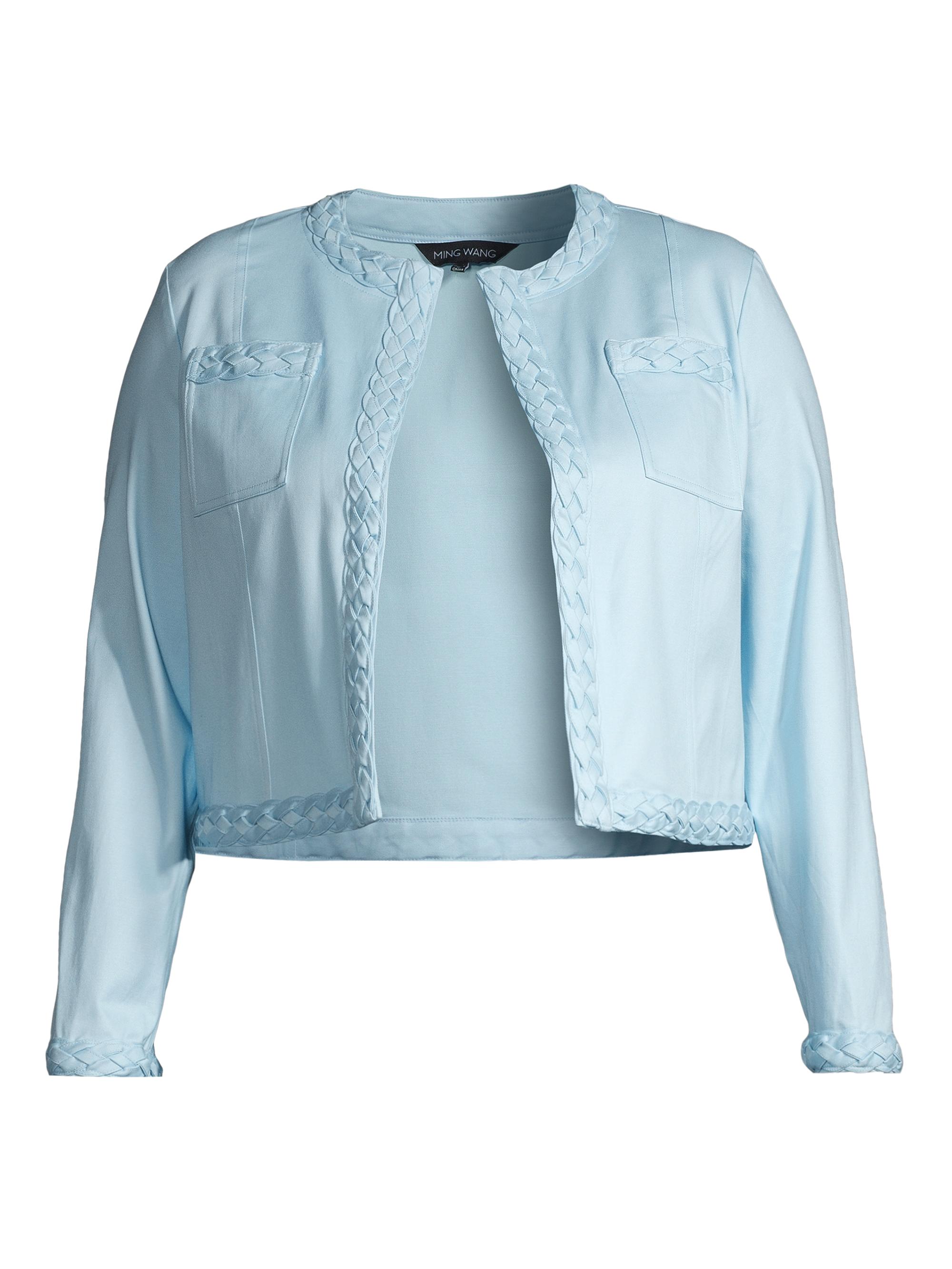 Ming Wang Women's Braided Cotton-Blend Crop Jacket - Haze