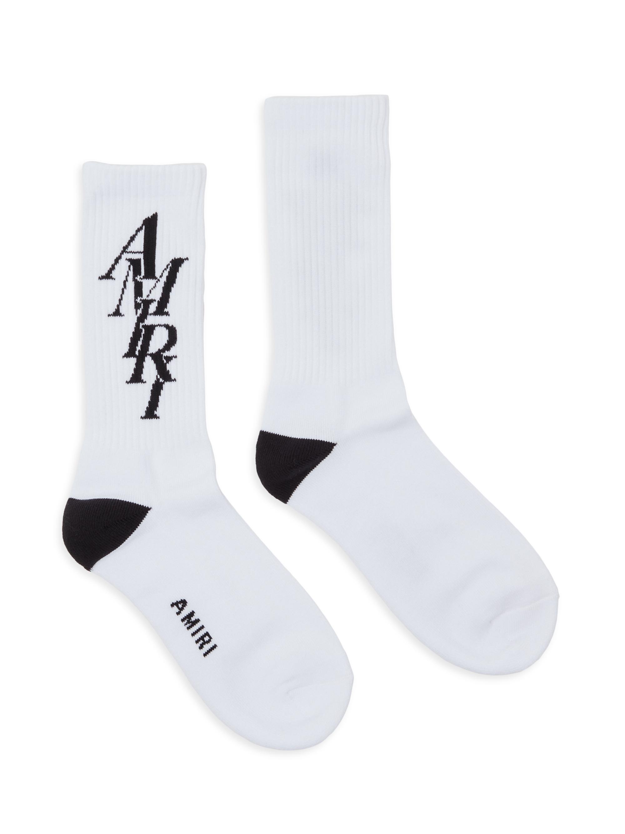 Amiri Men's Logo Crew Socks - White Black