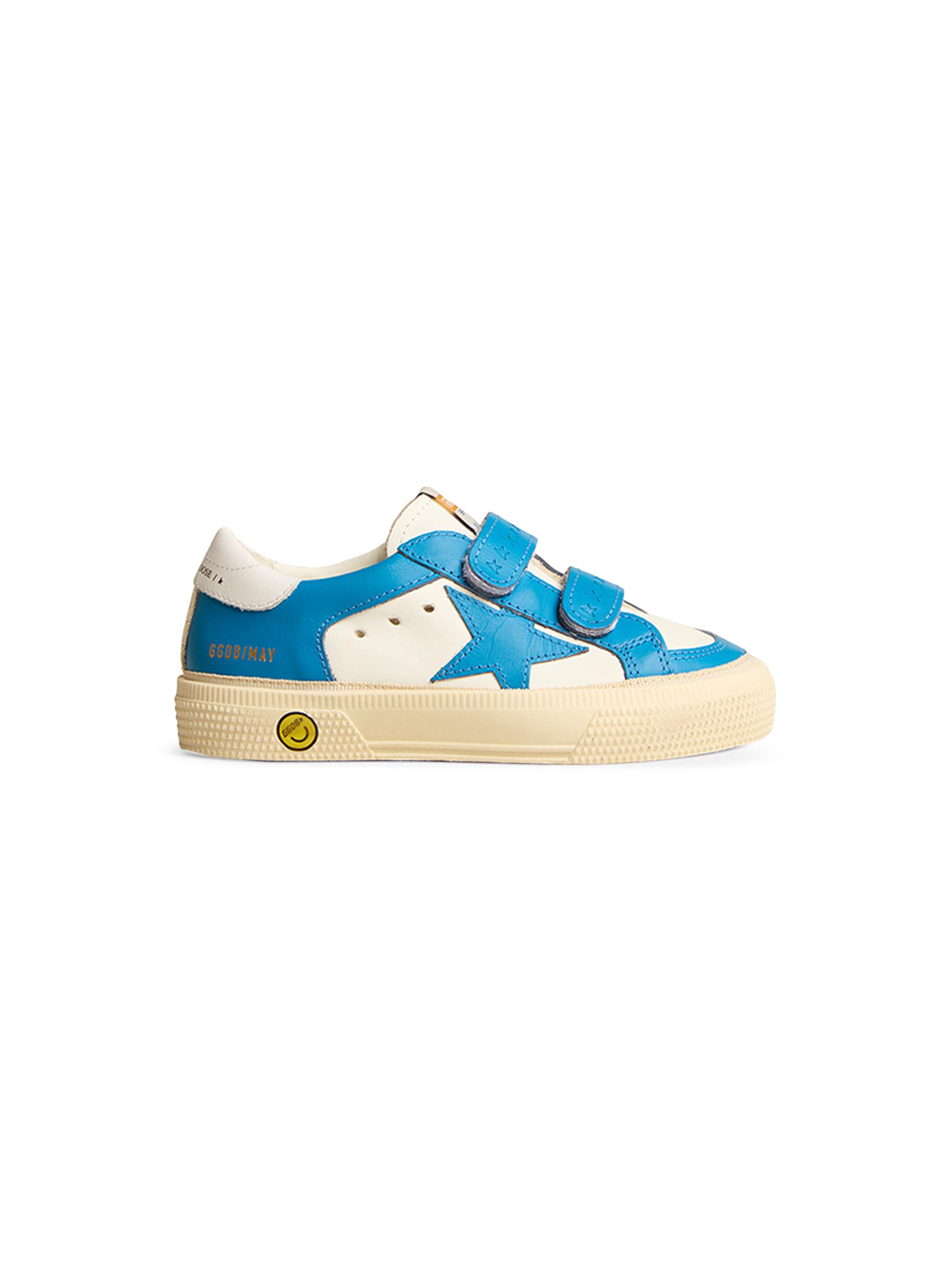 Golden Goose Boy's May School Leather Sneakers - White Blue 1.5 (Child)