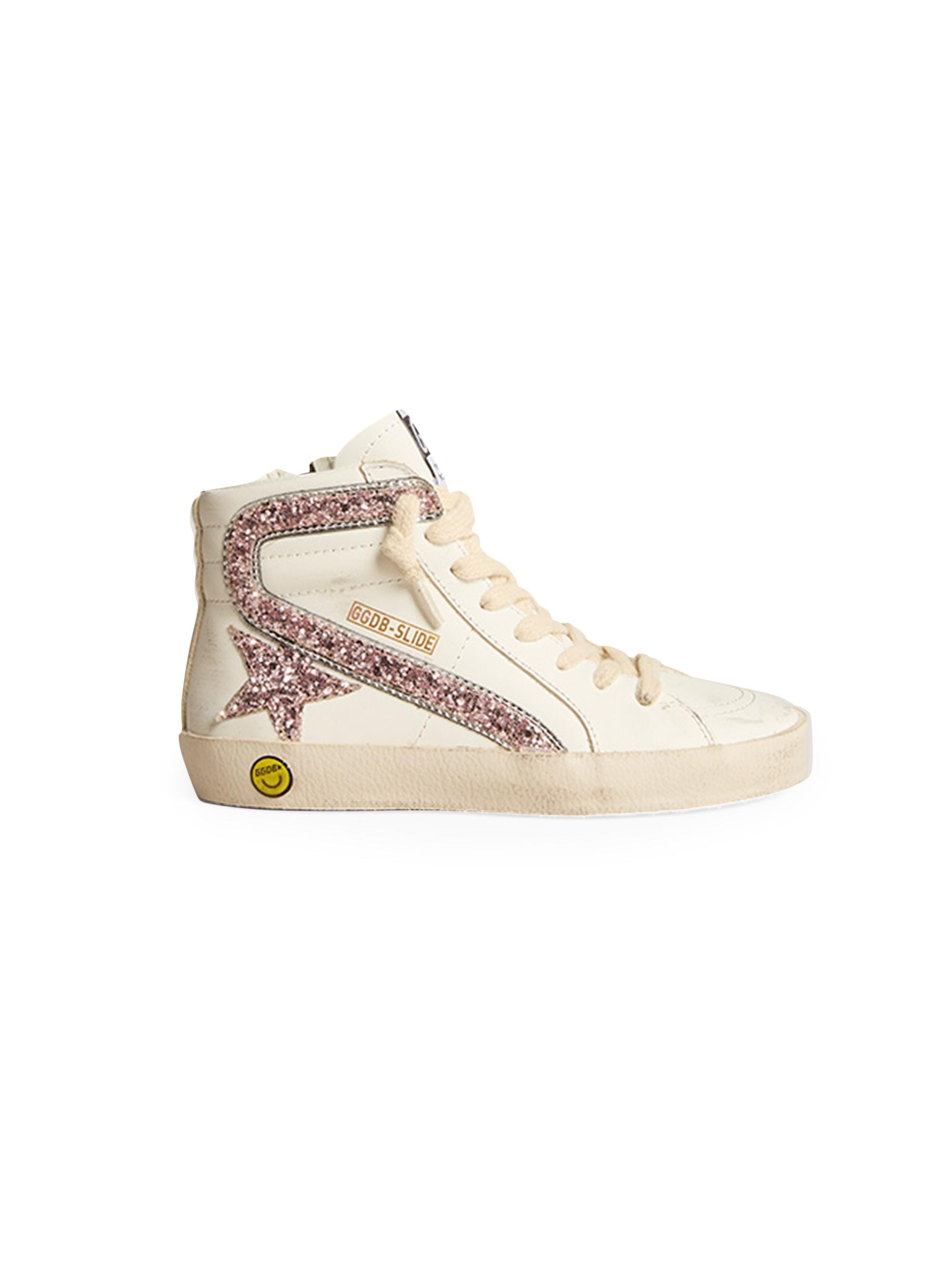 Golden  シルバー ハイカット　GLITTER HIGH CUT Golden Goose Girl's Glitter-Embellished Leather High-Top