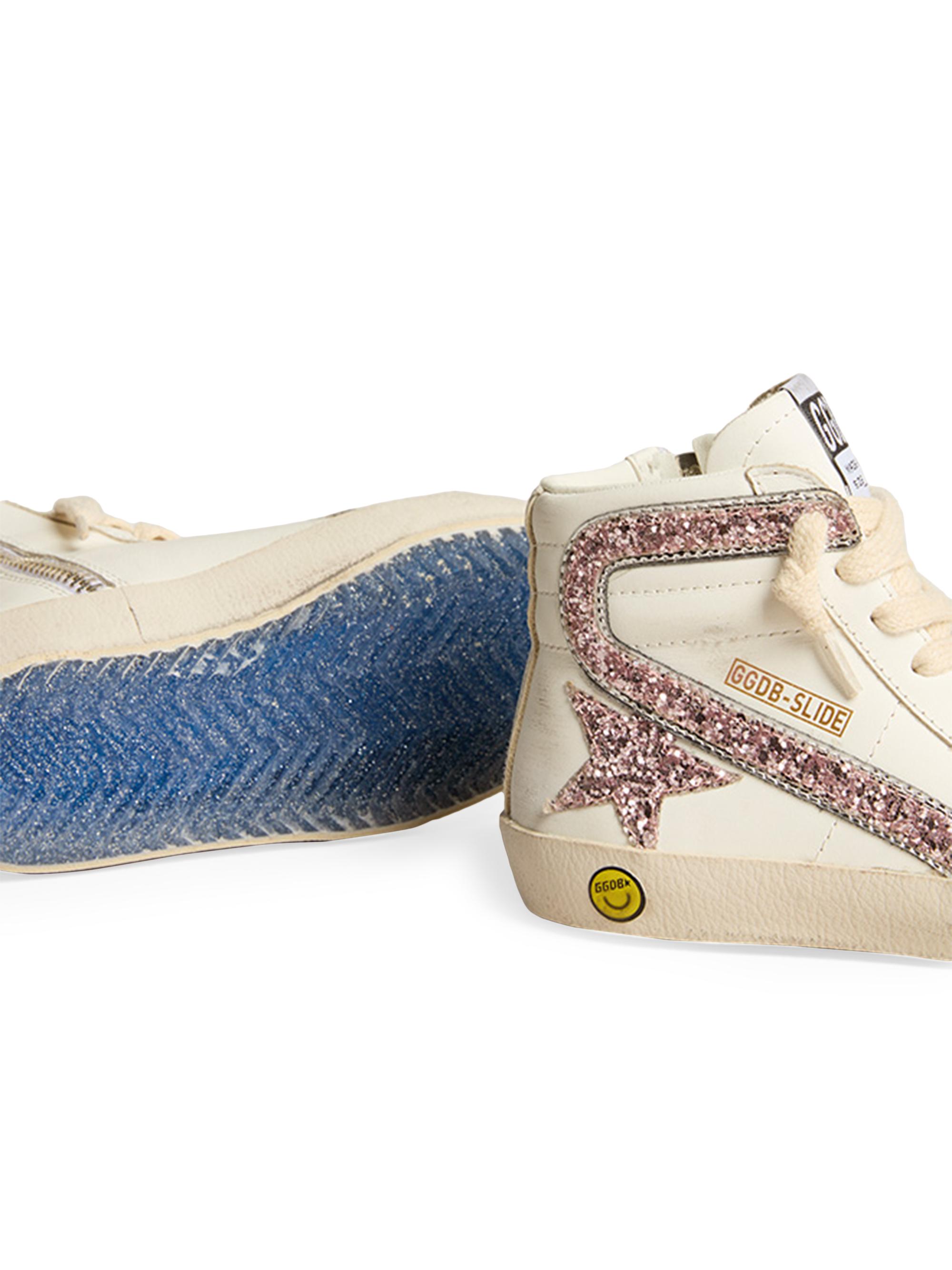 Golden  シルバー ハイカット　GLITTER HIGH CUT Golden Goose Girl's Glitter-Embellished Leather High-Top