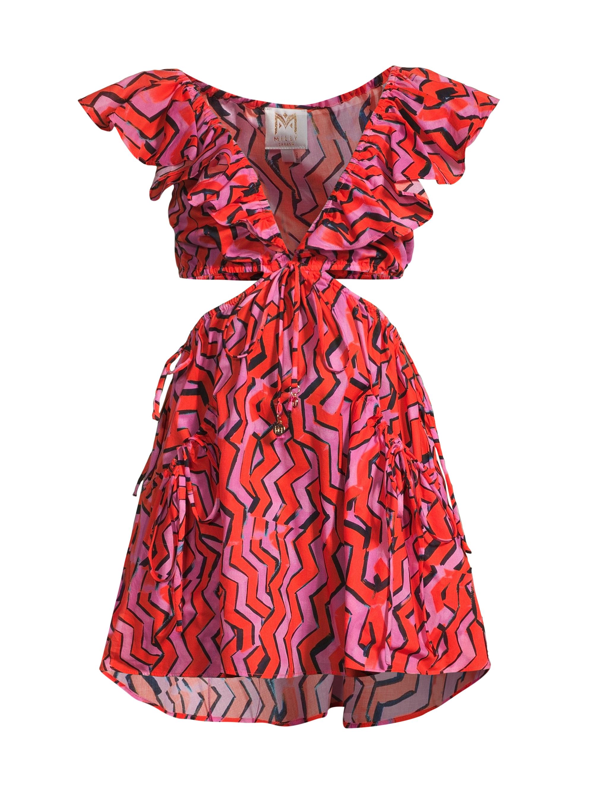 Milly Women's Resort Delilah Chevron Minidress - Coral Multi