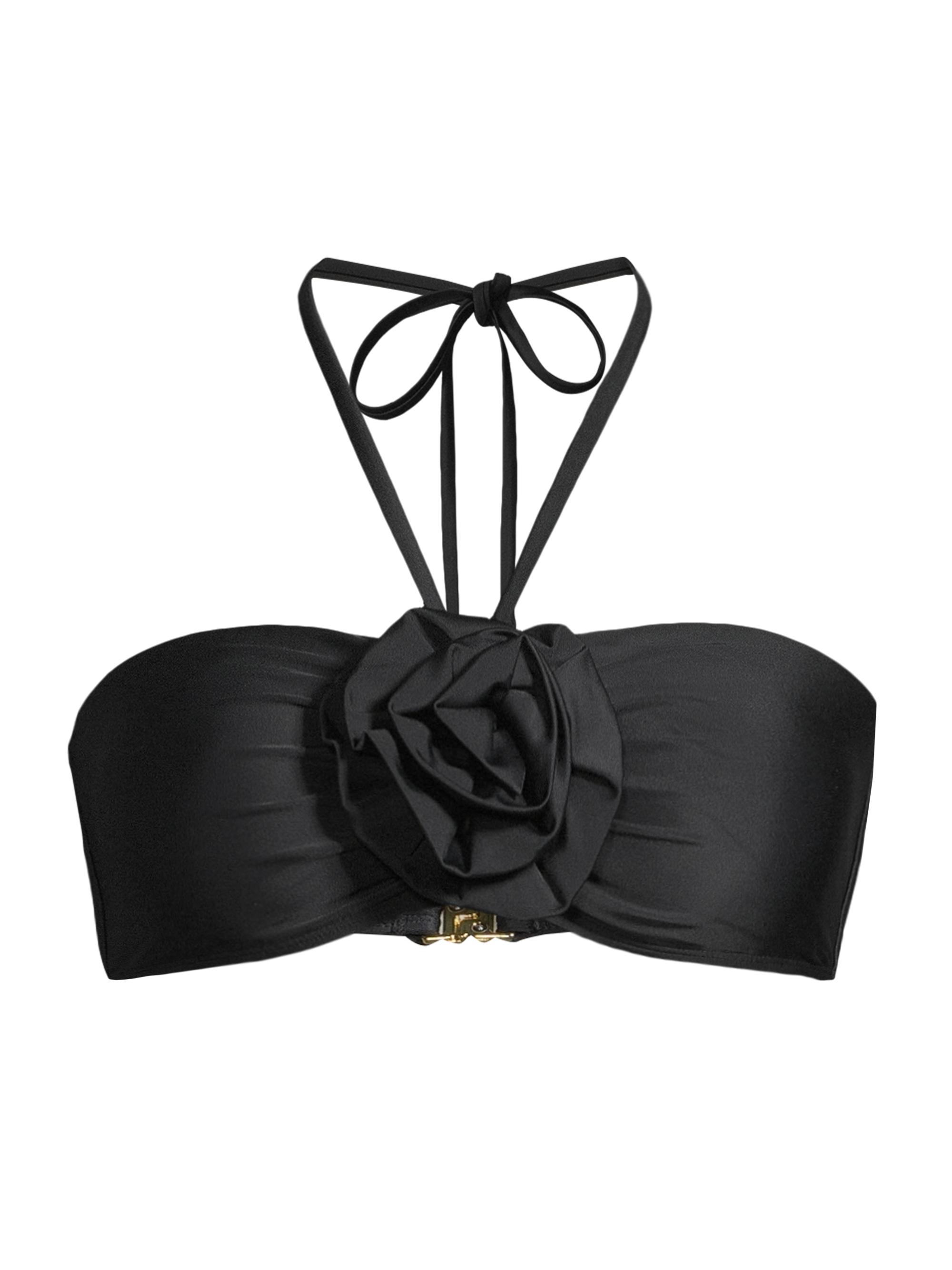Milly Women's Resort Rosette Halter Bikini Top - Black