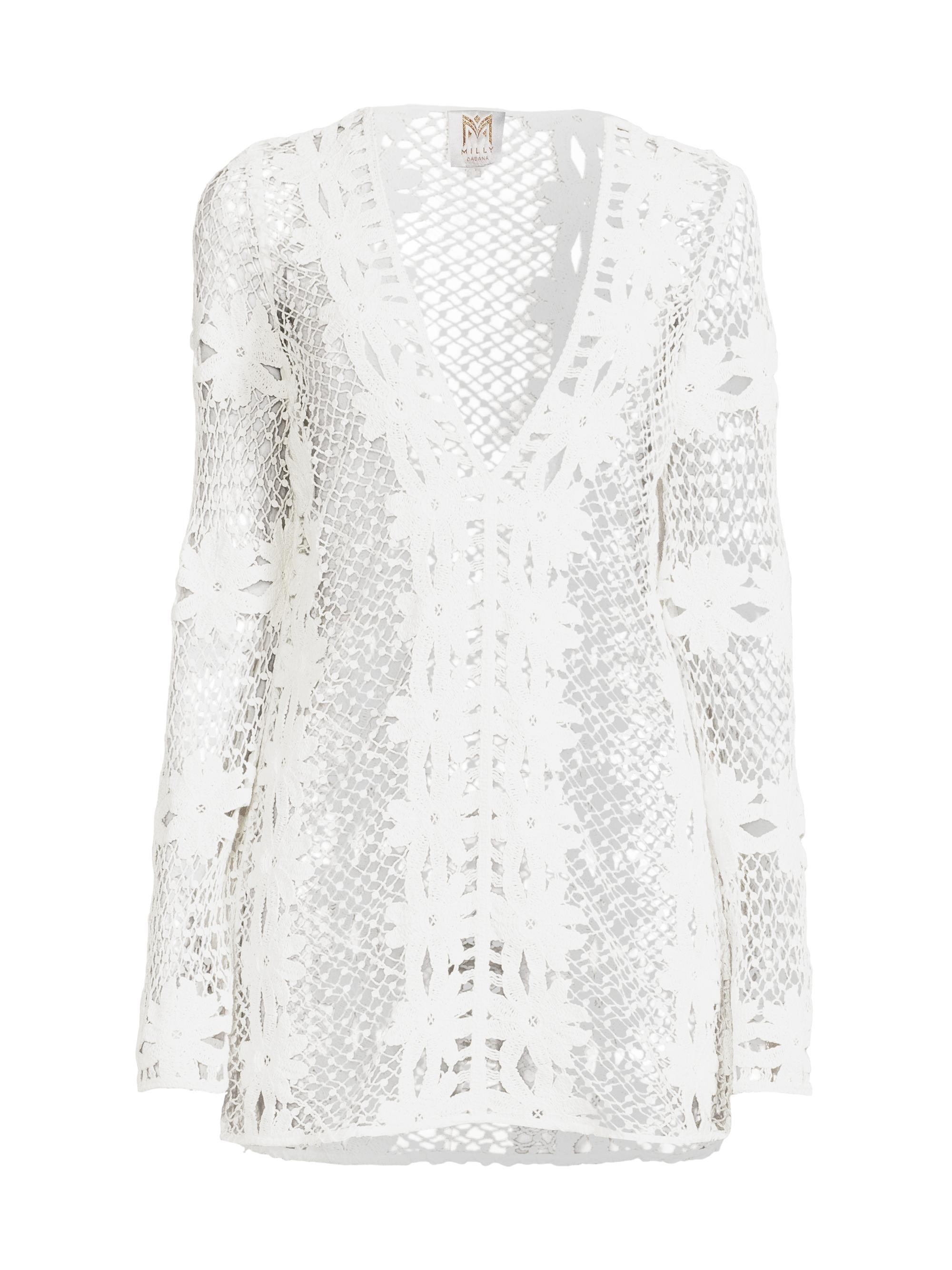 Milly Women's Floral Crochet Cover-Up Minidress - White