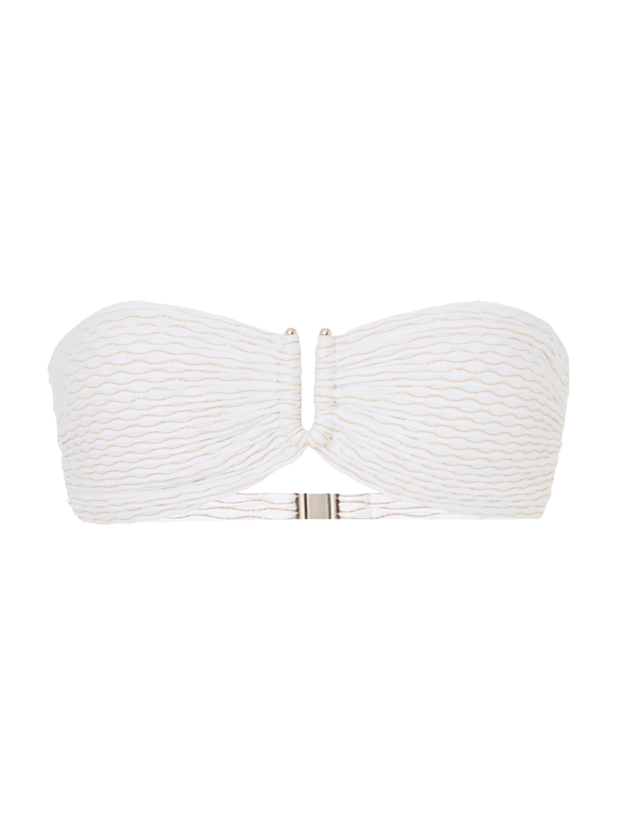 Milly Women's Verone Textured Waves Bandeau Bikini Top - White