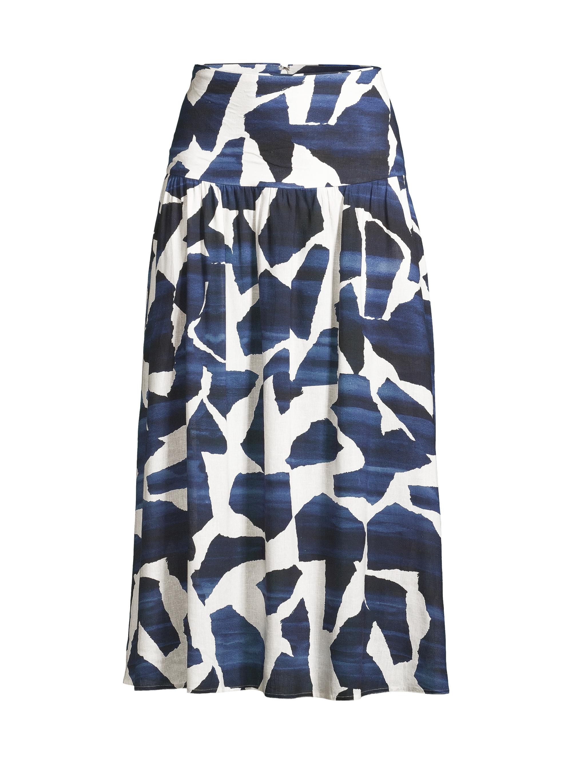 Milly Women's Ocean Puzzle Pleated Midi-Skirt - Navy Multi