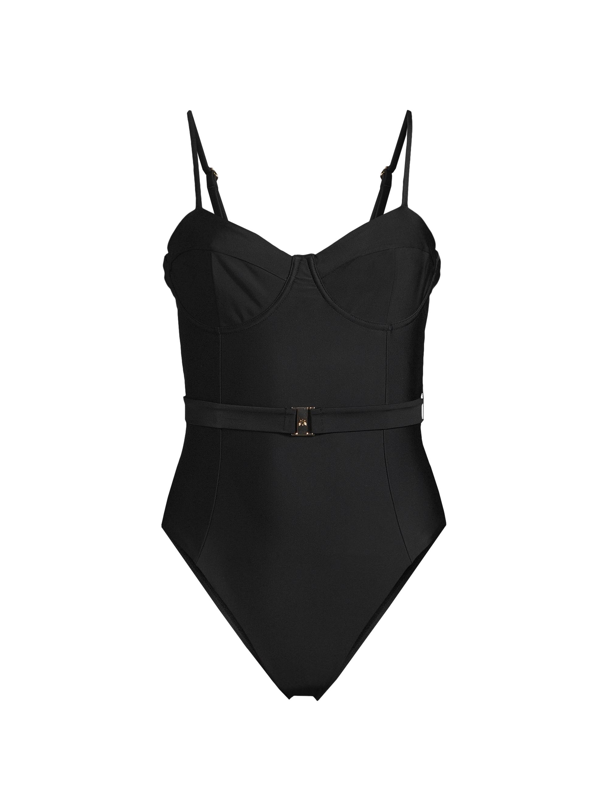 Milly Women's Belted Open-Back One-Piece Swimsuit - Black