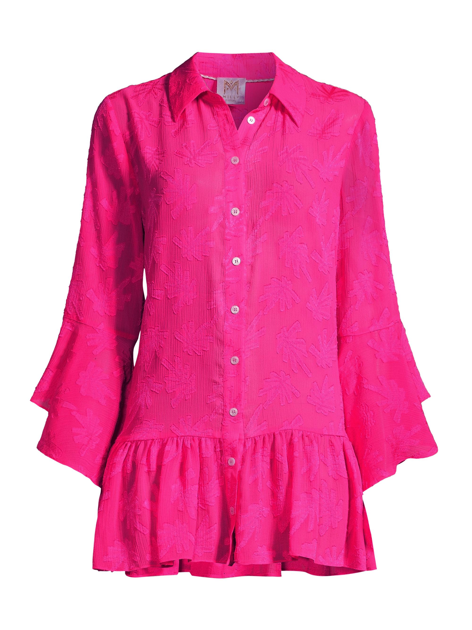Milly Women's Vierra Burnout Cover-Up Dress - Hot Pink