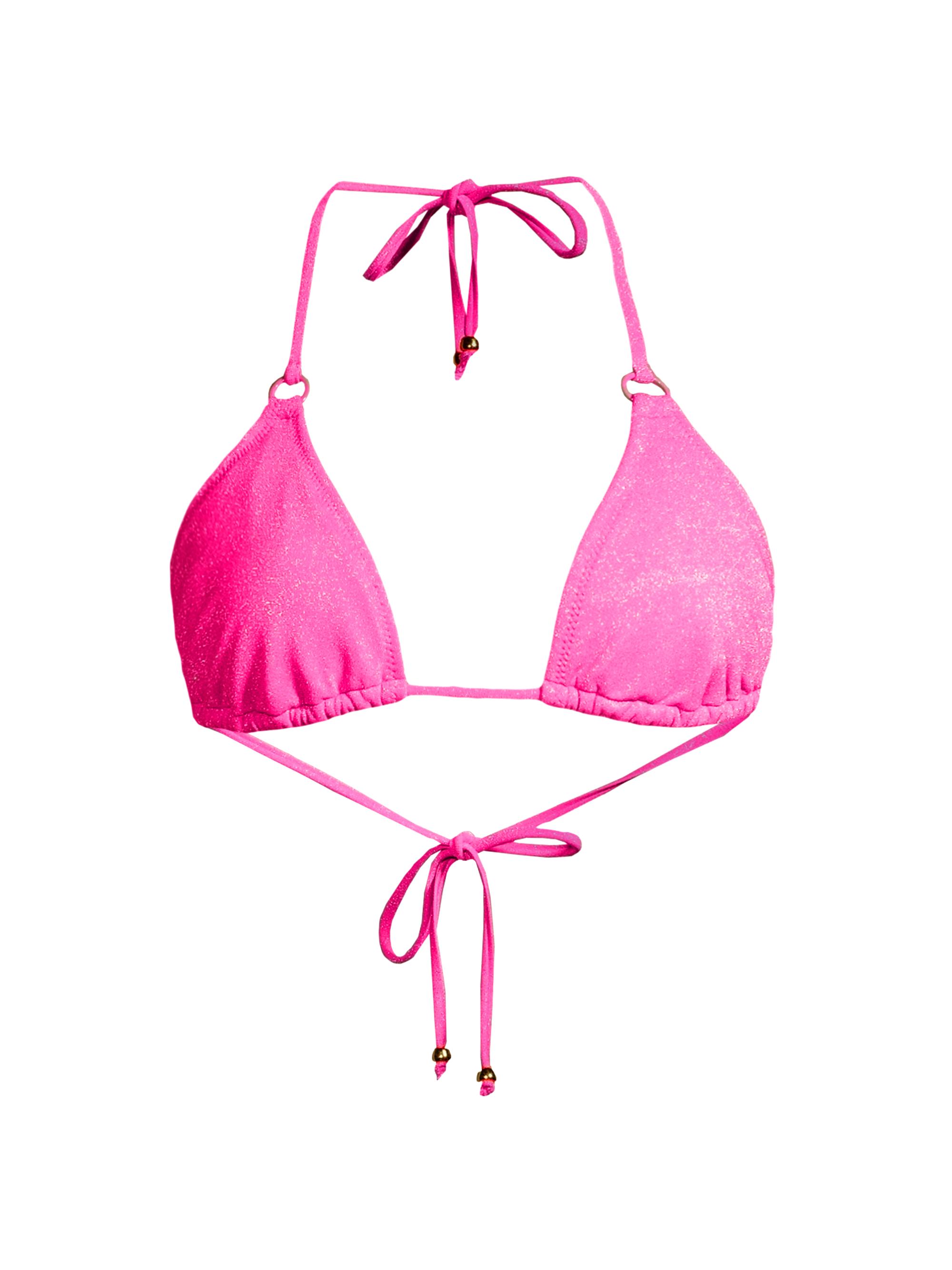 Milly Women's Metallic Ring Triangle Bikini Top - Fuchsia Silver