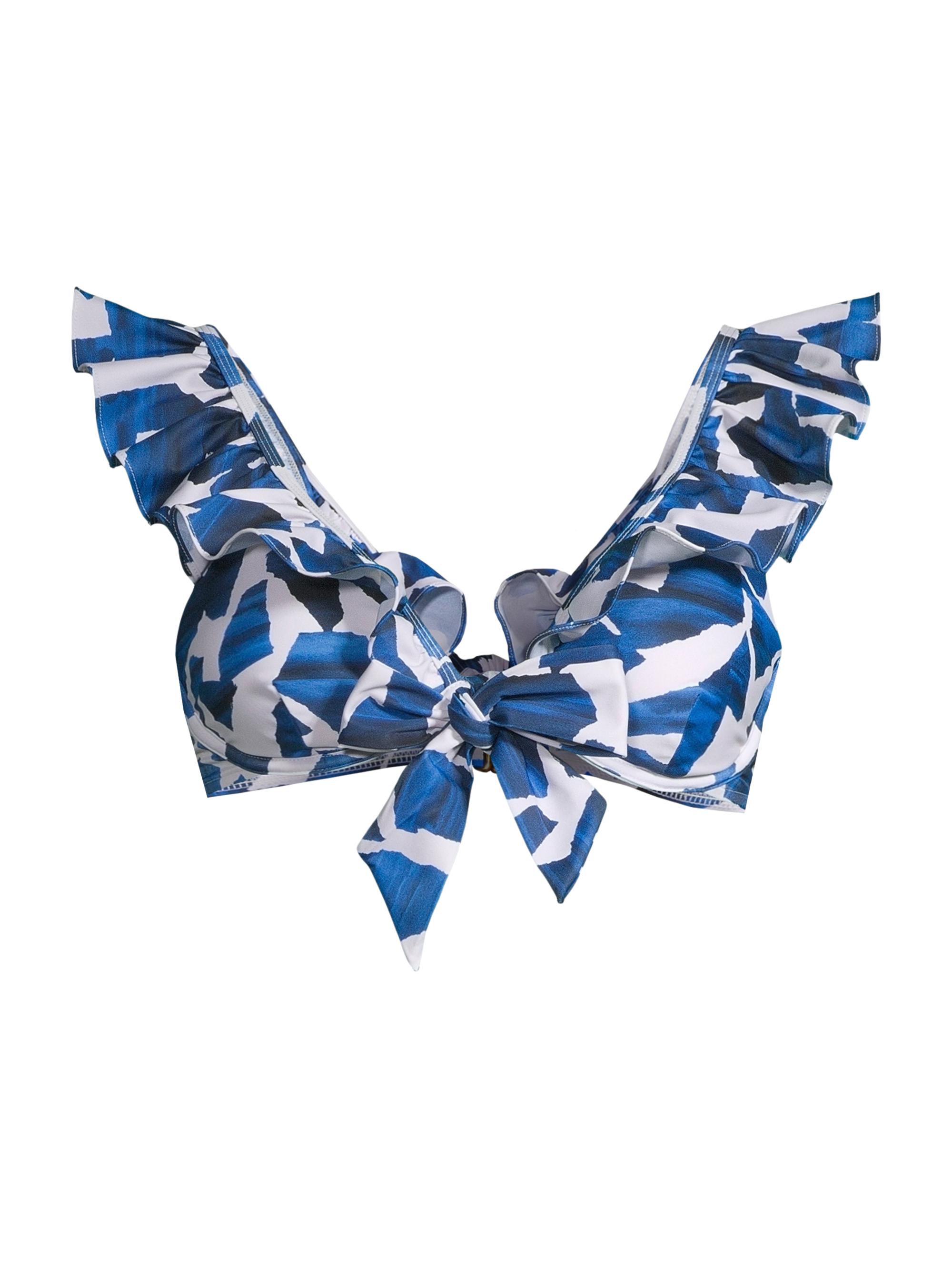 Milly Women's Ocean Puzzle Flutter-Sleeve Bikini Top - Navy Multi