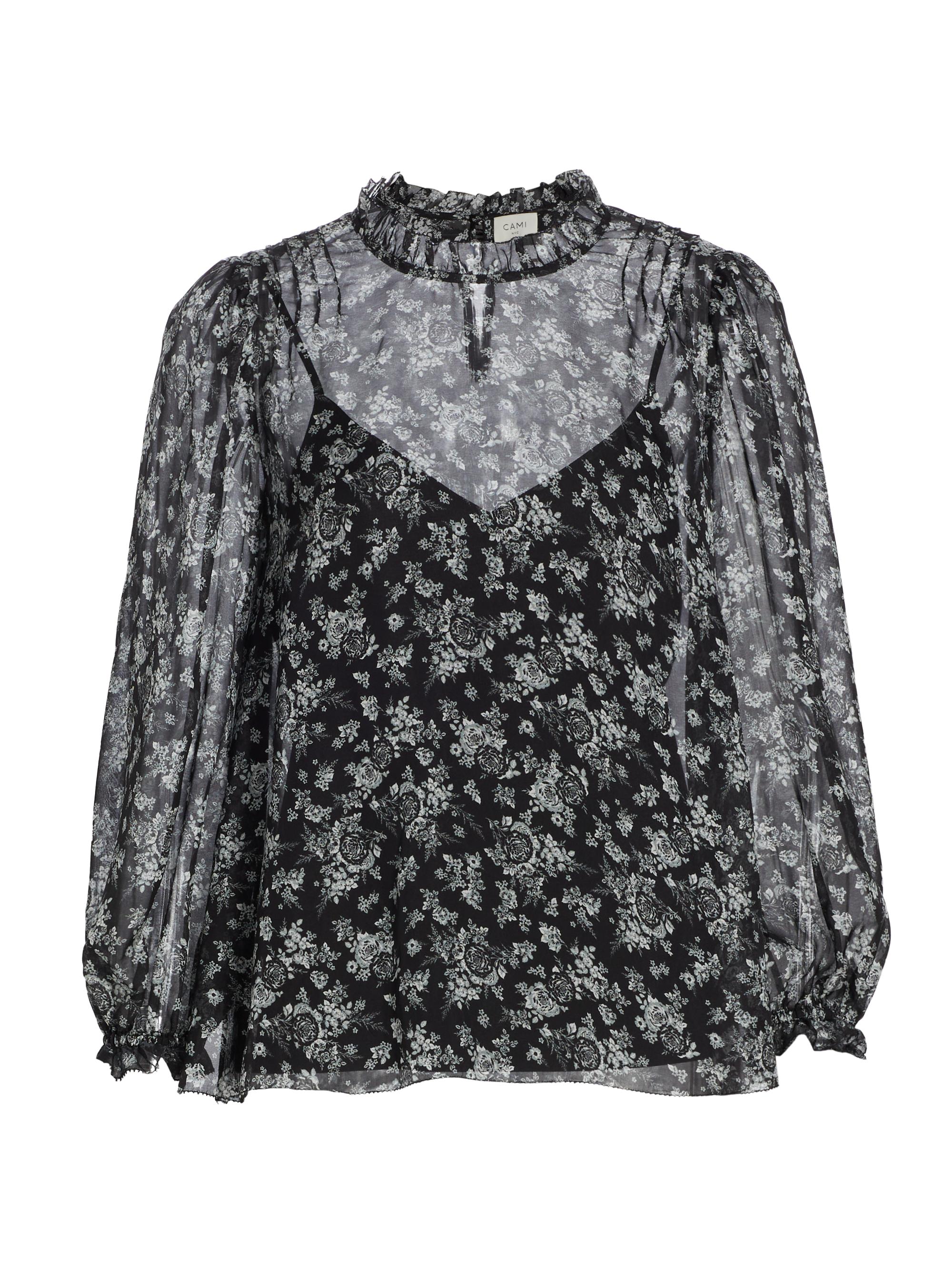 Cami NYC Women's Nelly Floral Silk Chiffon Top - Black White Toille