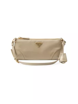 Prada Women's Re-Edition 2002 Re-Nylon and Brushed Leather Shoulder Bag - Beige Khaki