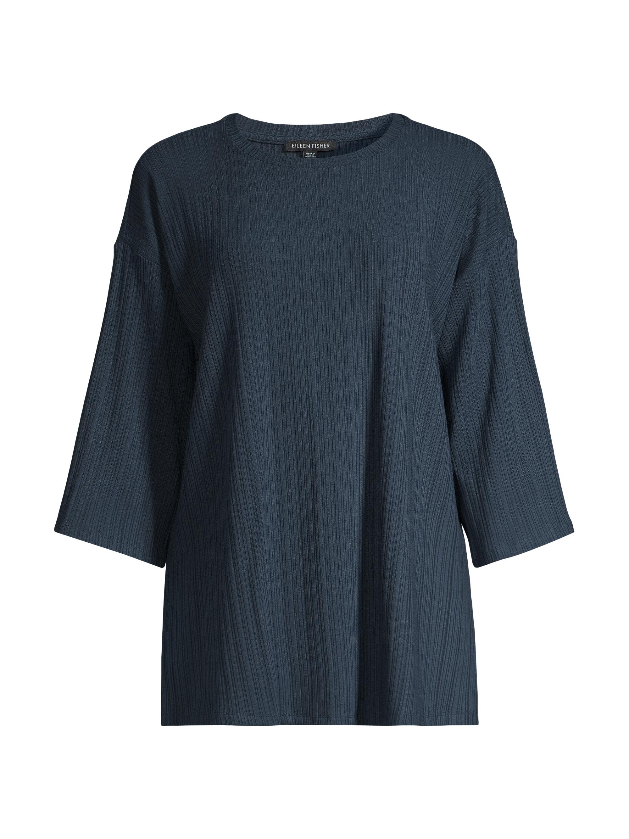 Eileen Fisher Women's Rib-Knit Crewneck Blouse - Ocean