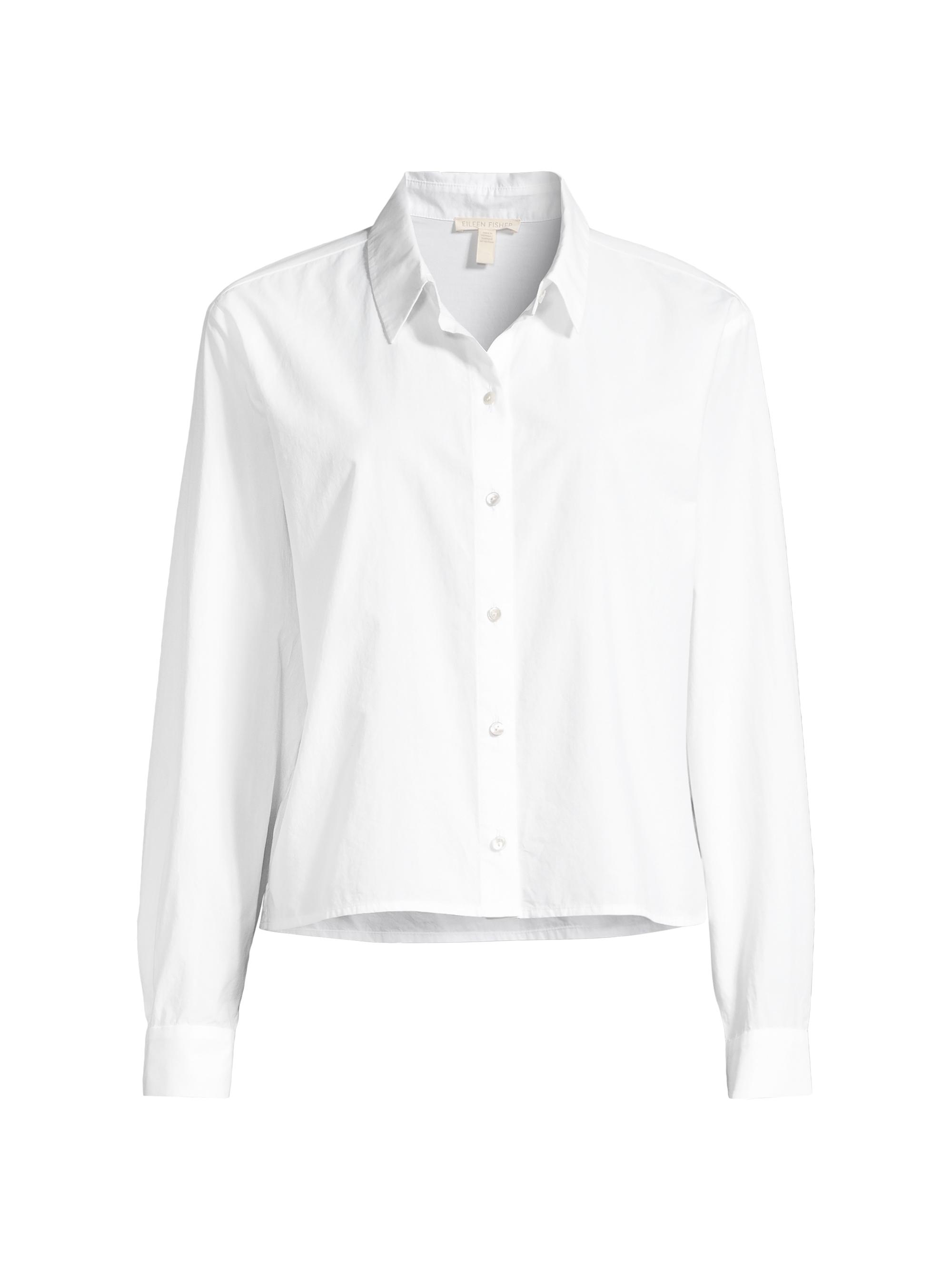 Eileen Fisher Women's Button-Up Crop Shirt - White