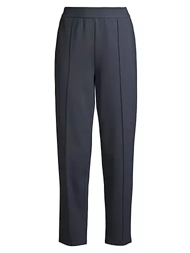 Pintuck Tapered-Leg Cropped Pants