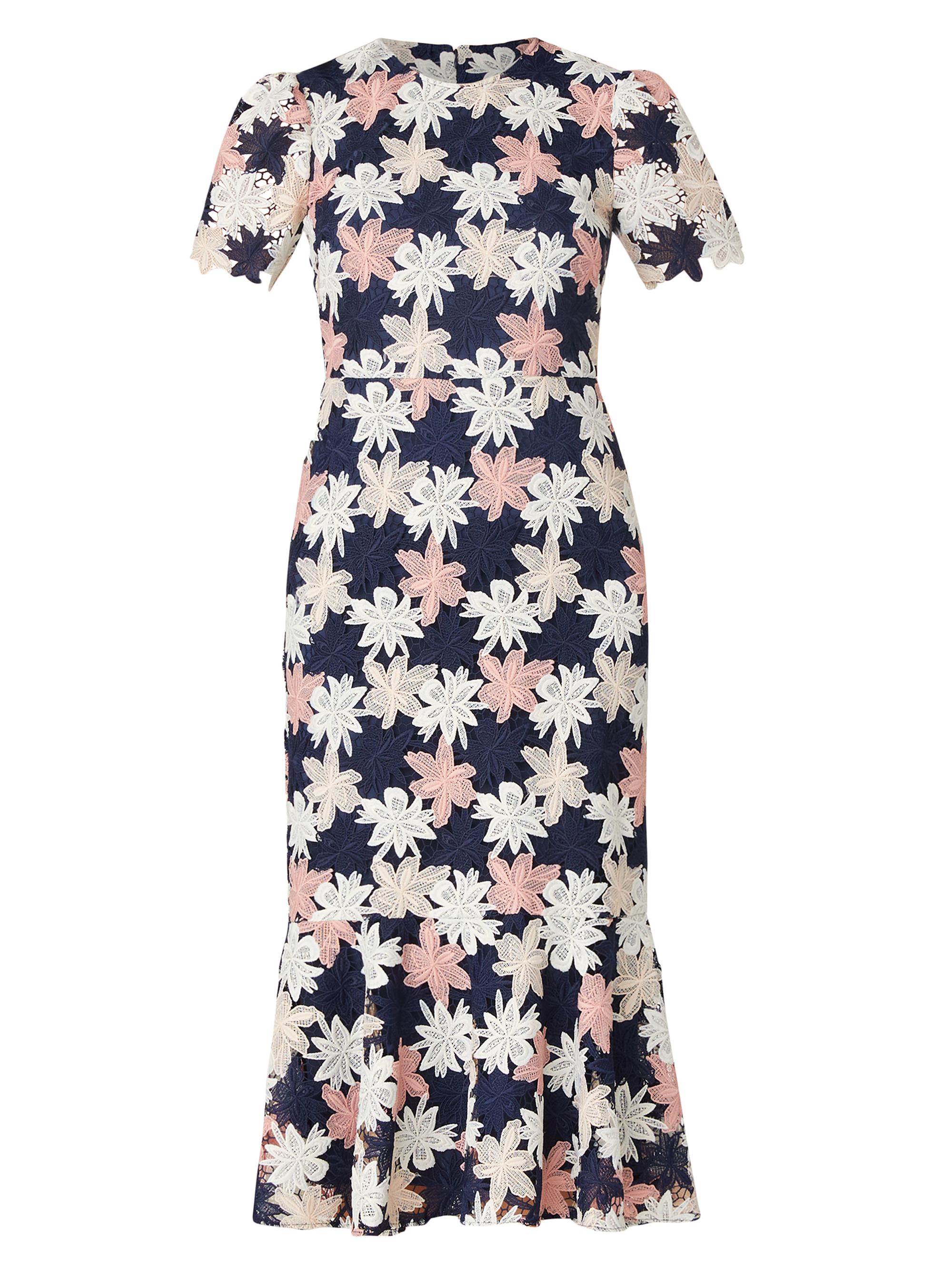 Shoshanna Women's Thompson Floral Midi-Dress - Navy  Blush