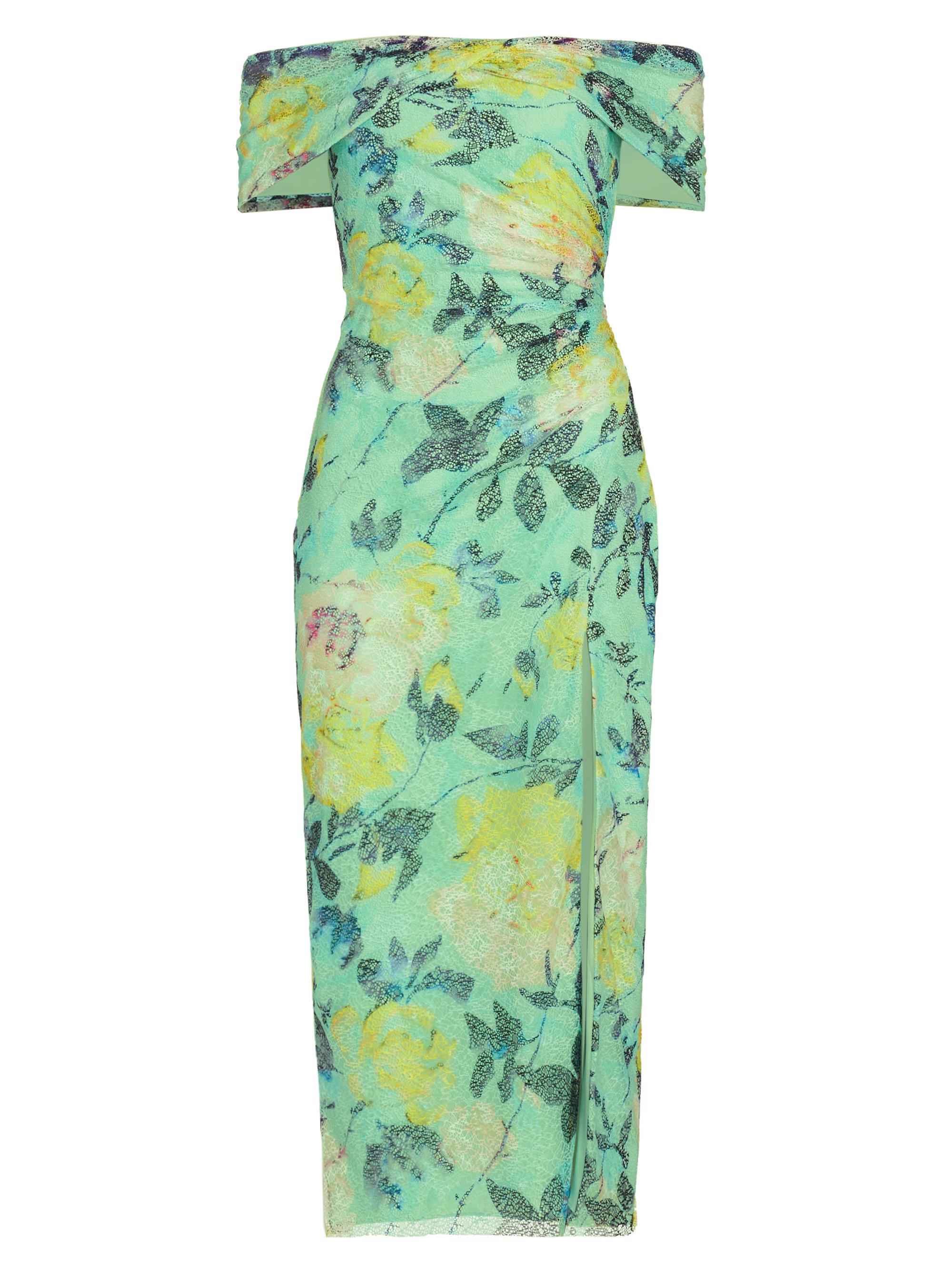 ML Monique Lhuillier Women's Allie Floral Lace Midi-Dress - Wild Rose