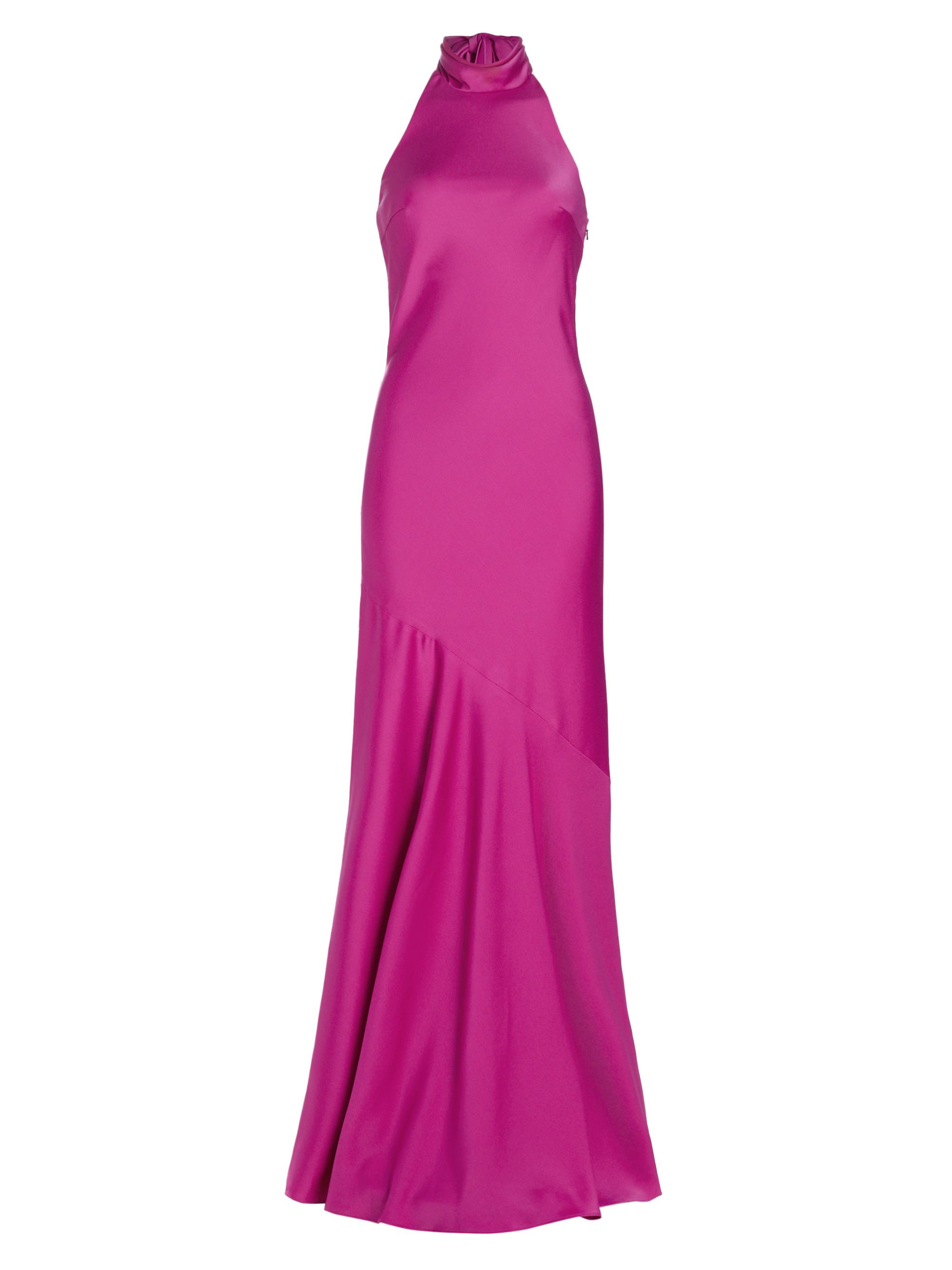 ML Monique Lhuillier Women's Caroline Satin Halter Gown - Berry