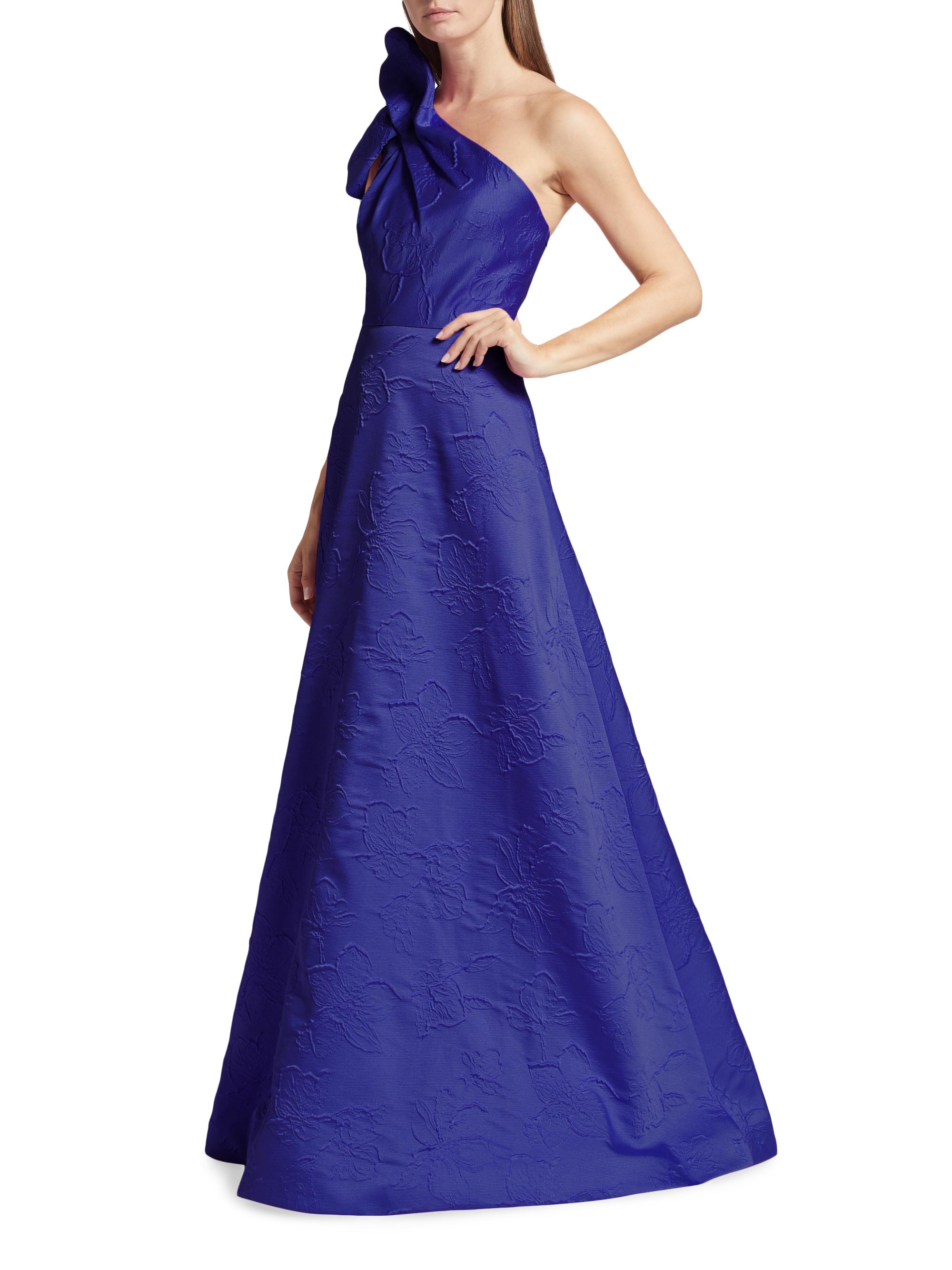 ML Monique Lhuillier Amira Jacquard One-Shoulder Gown Saks Fifth