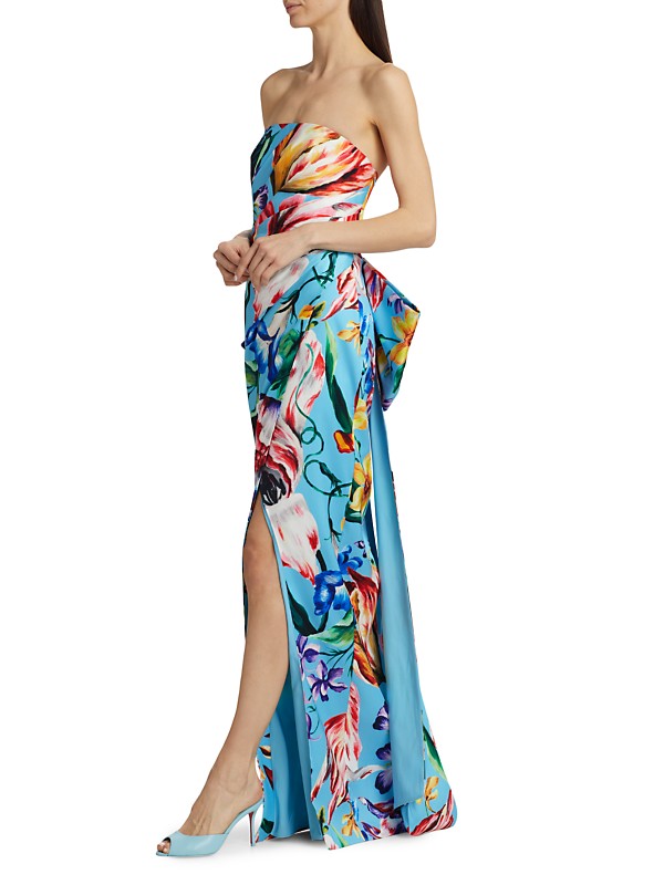Shop Marchesa Notte Floral Mikado Strapless Gown | Saks Shop Marchesa Notte Floral Mikado Strapless Gown | Saks