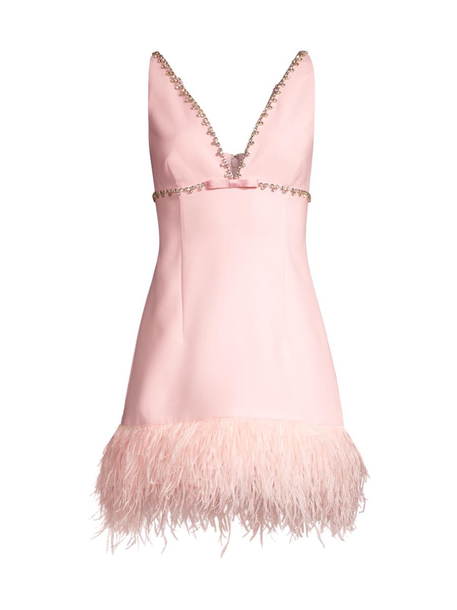 Likely Nora Crystal & Feather-Embellished Minidress | Saks
