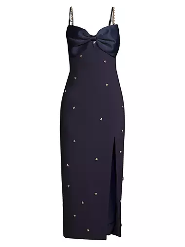 Domenica Bow & Crystal-Embellished Midi-Dress