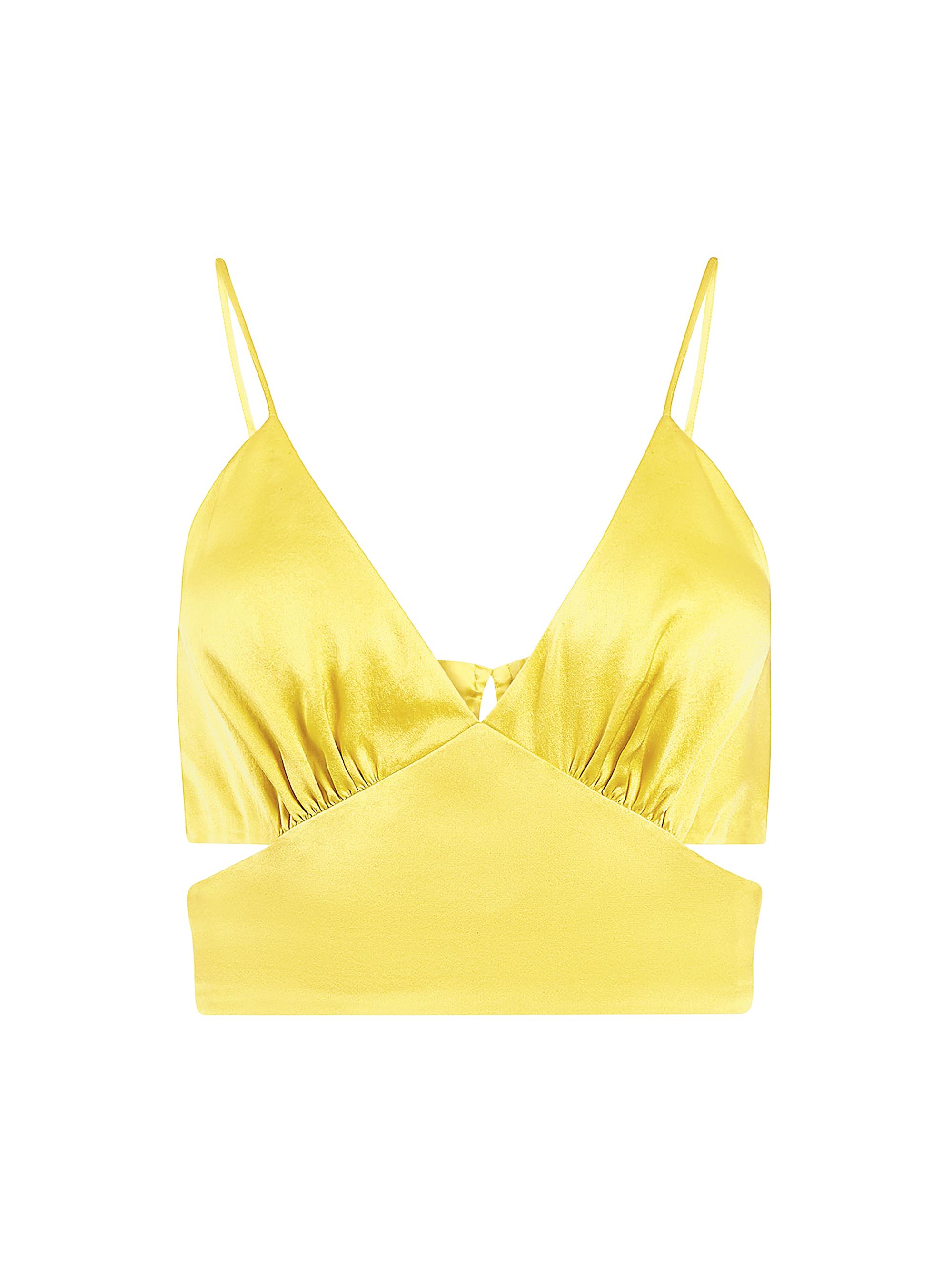 Secret Mission Women's Capri Amy Silk Crop Top - Yellow