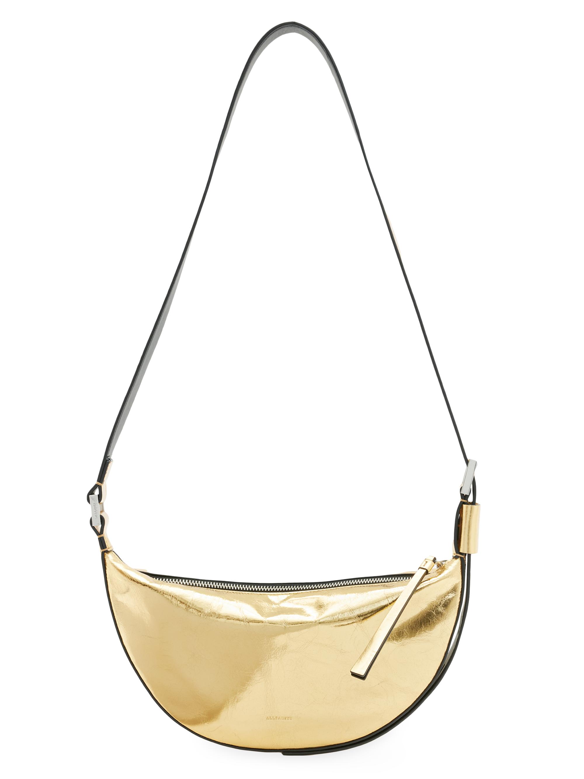 AllSaints Women's Half Moon Leather Crossbody Bag - Gold