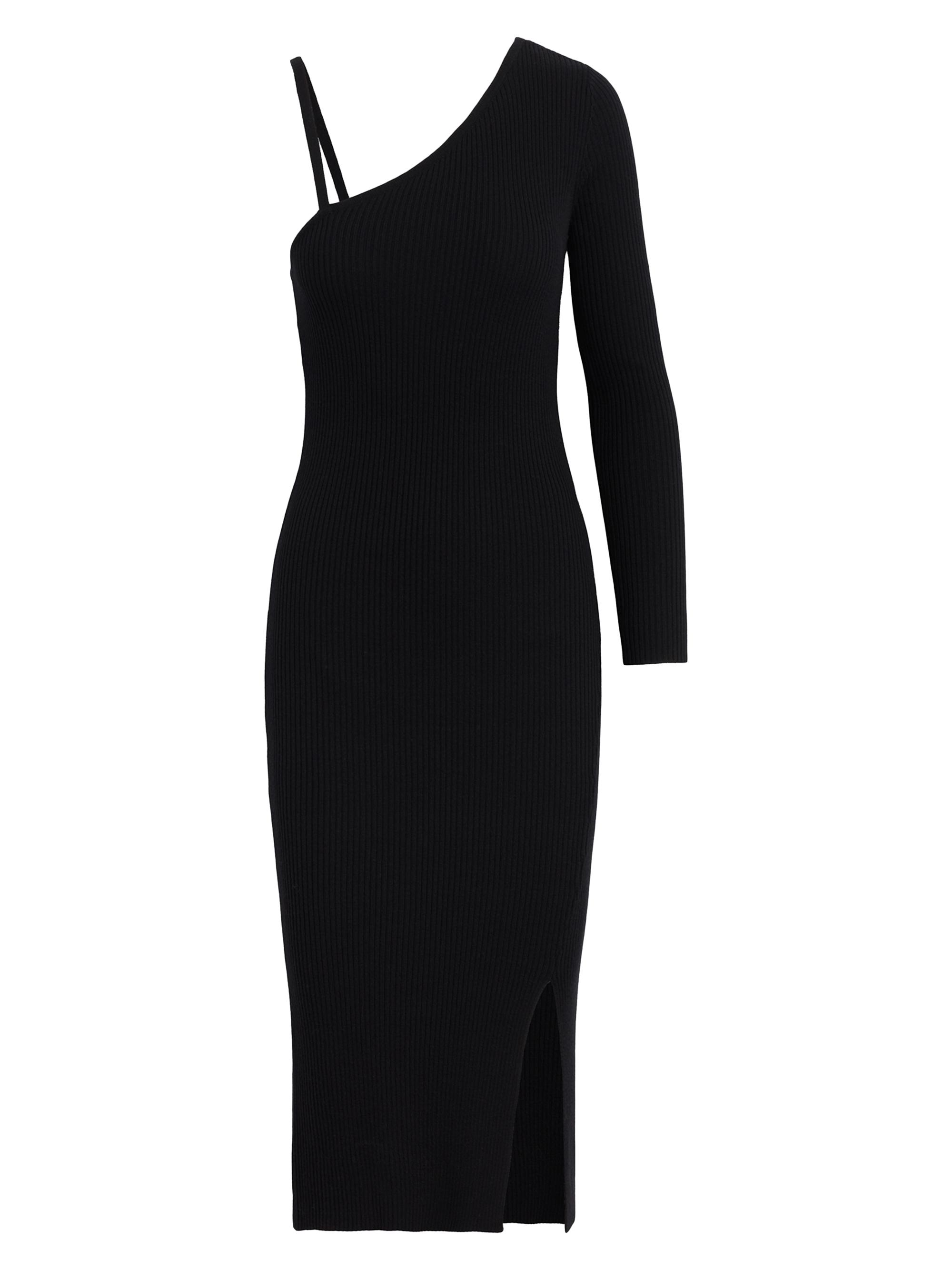 Hudson Jeans Women's One-Shoulder Merino Wool Midi-Dress - Black