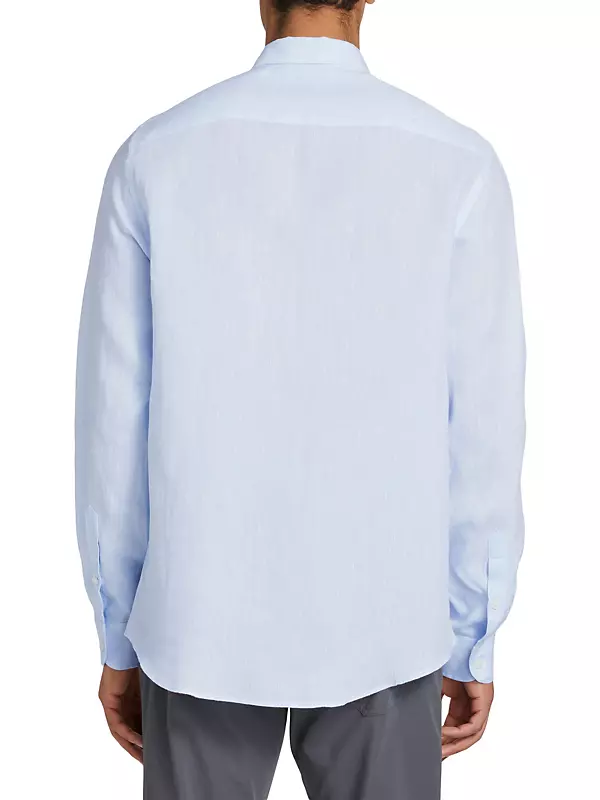 Linen Long-Sleeve Button-Up Shirt