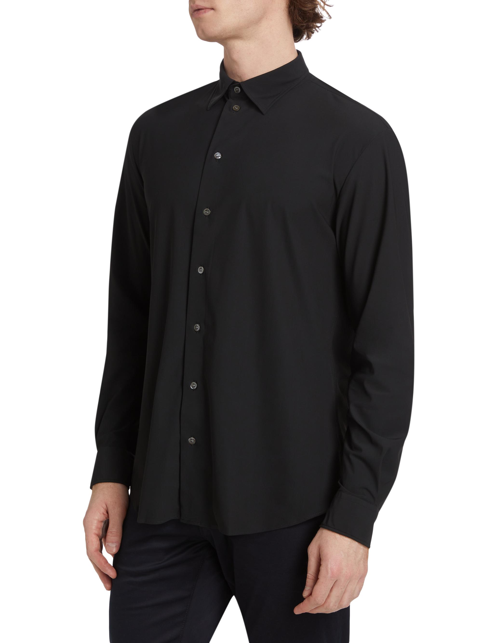 Emporio Armani Men's Stretch Button-Front Shirt - Black | Thumbnail 4