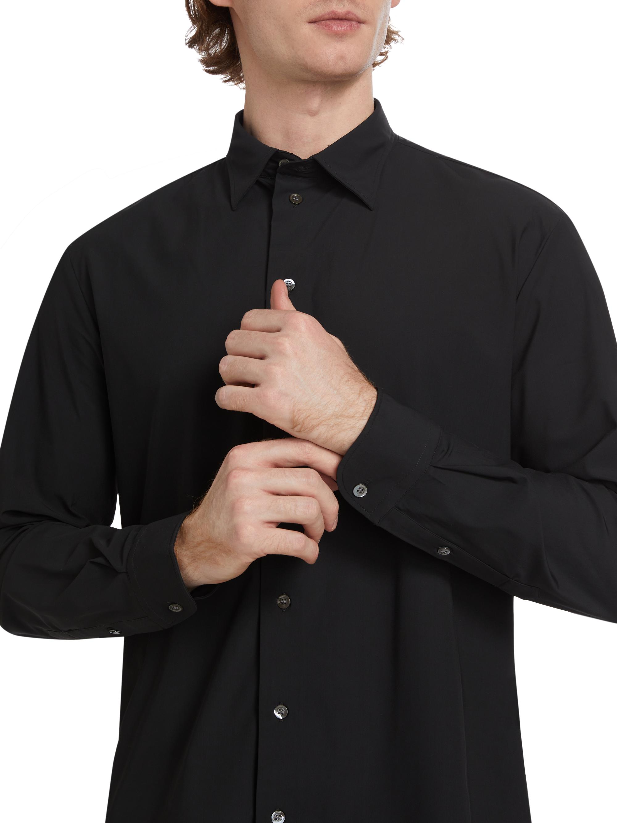 Emporio Armani Men's Stretch Button-Front Shirt - Black | Thumbnail 6