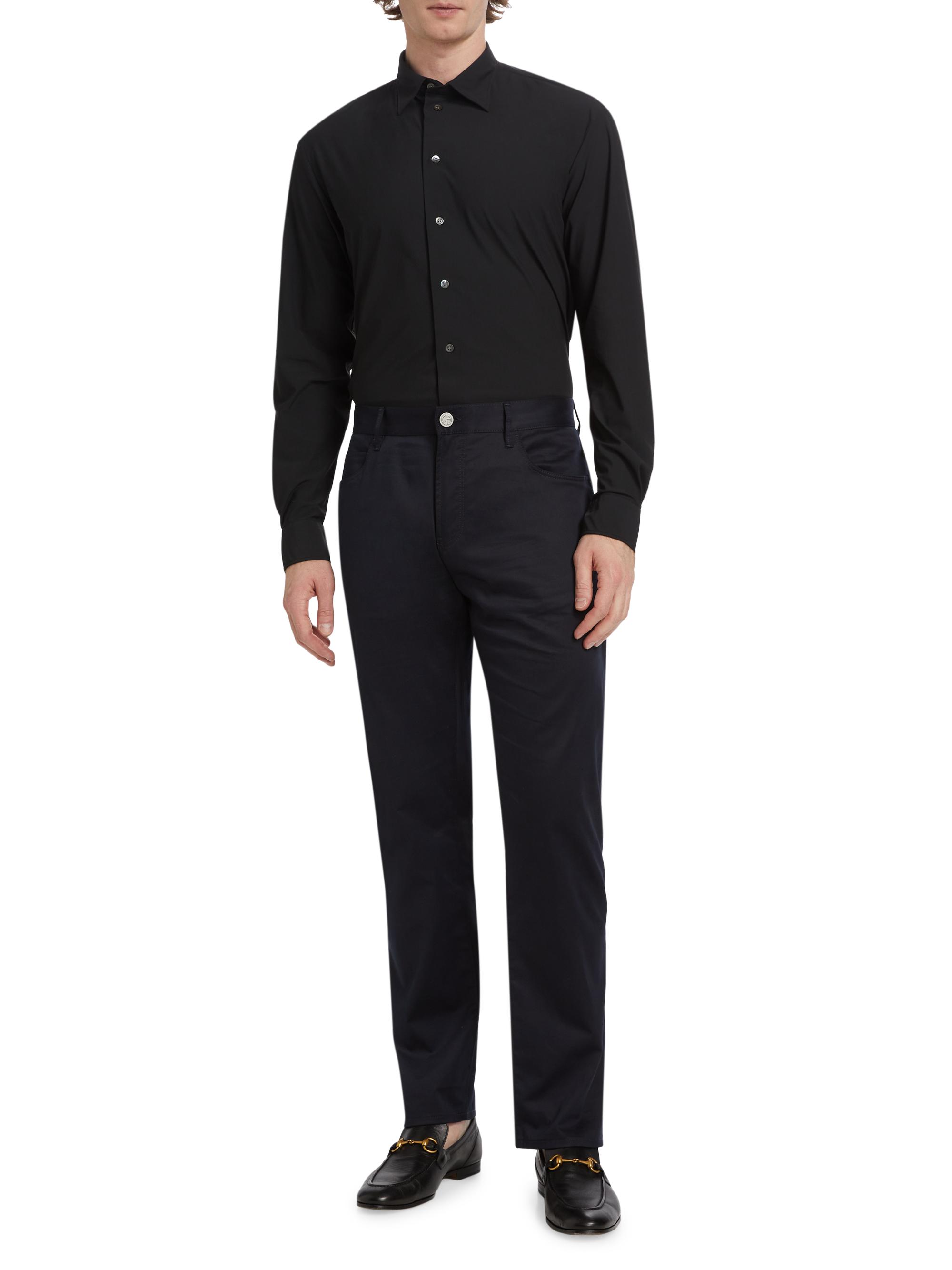 Emporio Armani Men's Stretch Button-Front Shirt - Black | Thumbnail 2