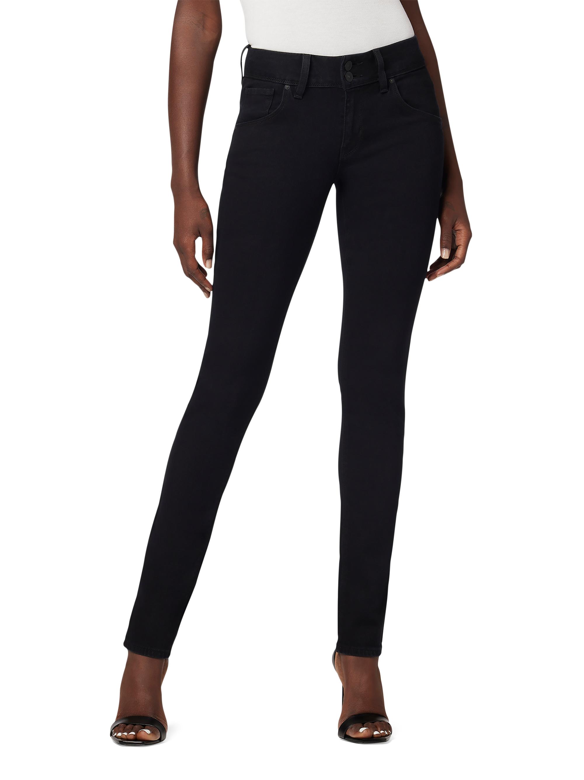 Hudson Jeans Women's Collin Mid-Rise Skinny Jeans - Black - back view in Black
