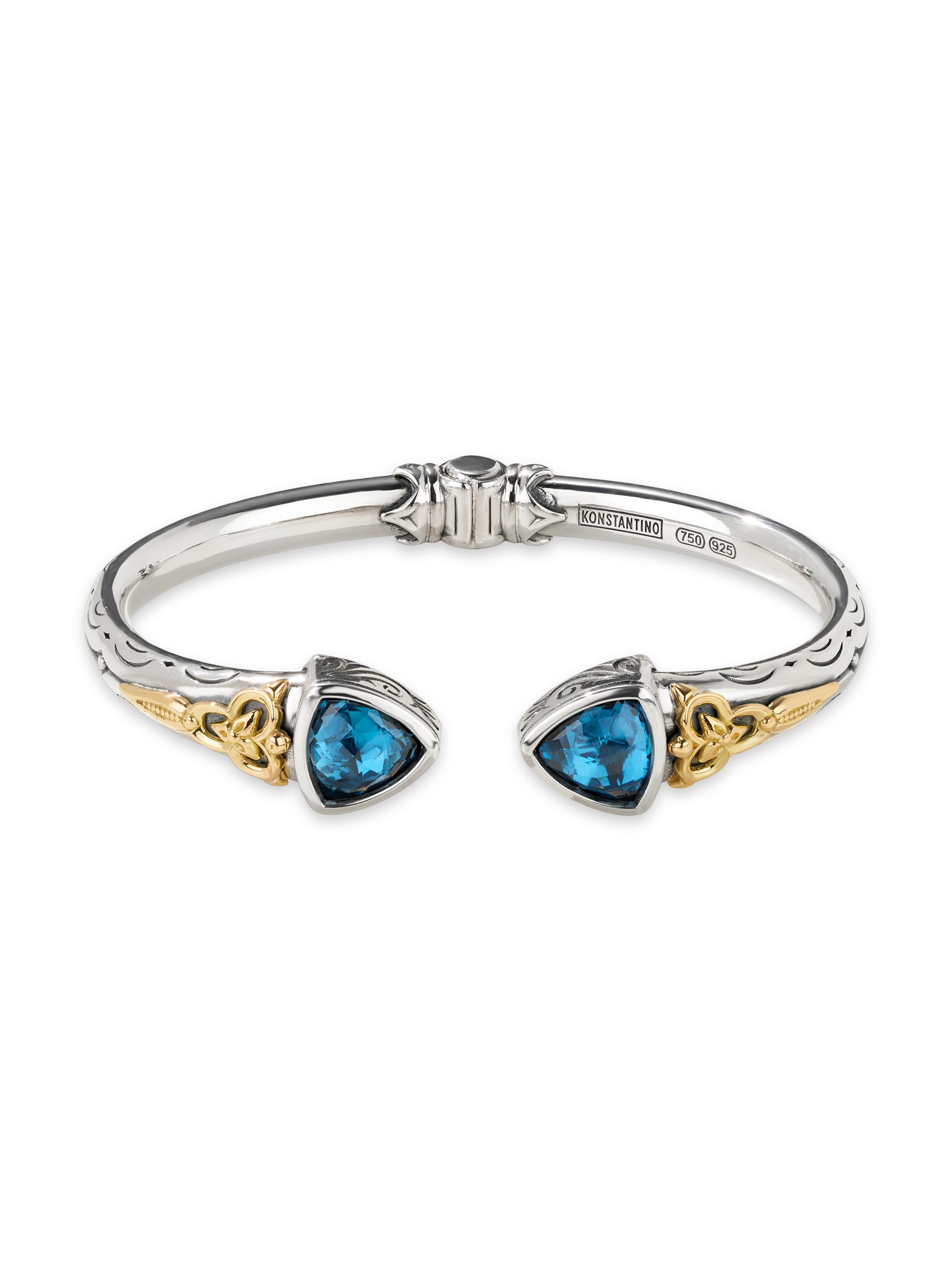 Konstantino Women's Anthos Sterling Silver, 18K Yellow Gold & Blue Spinel Prism Hinge Bracelet - Blue