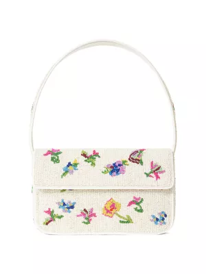 Shop Staud Tommy Floral Beaded Shoulder Bag | Saks Fifth Avenue