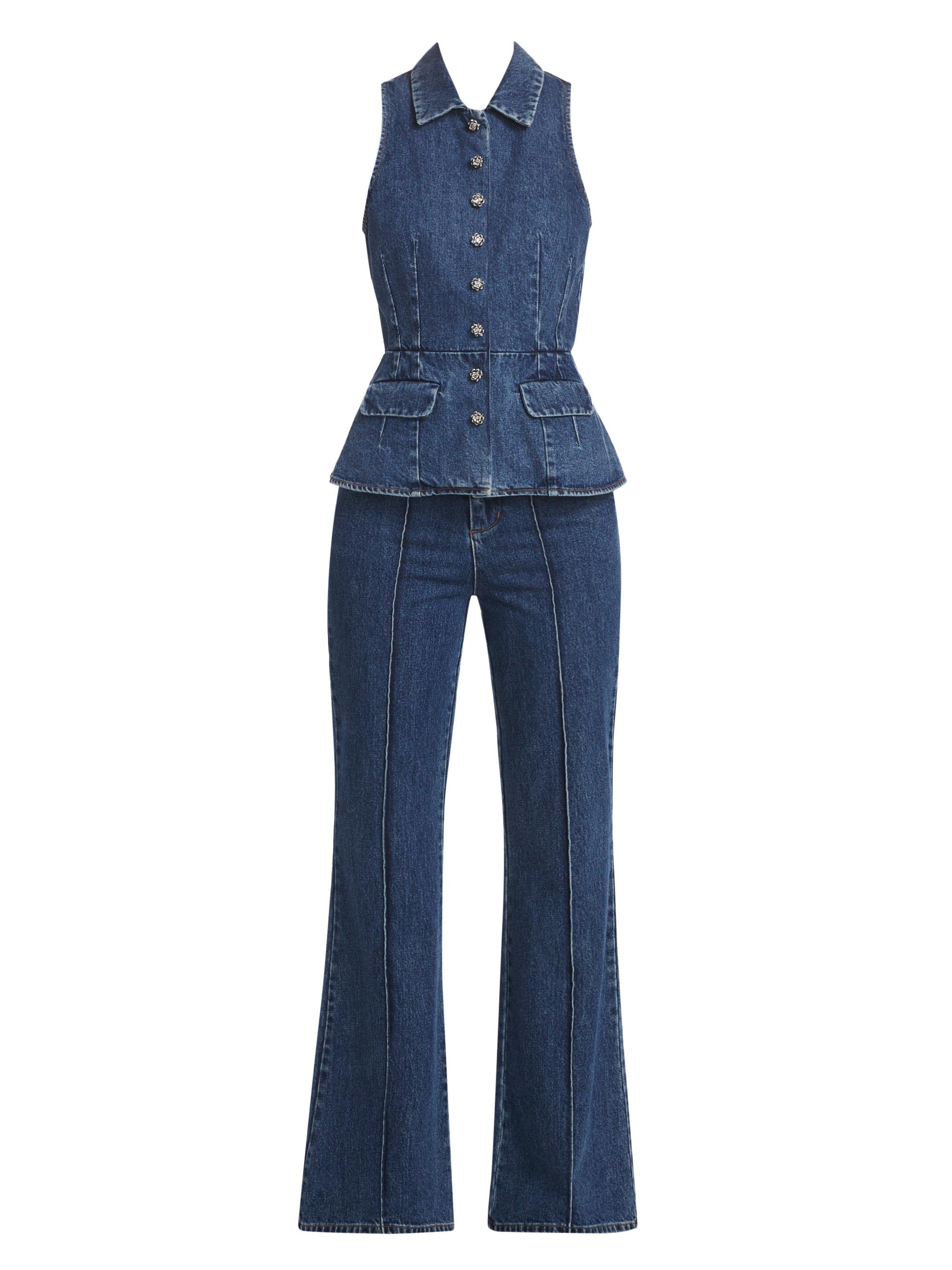 Self-Portrait Two-Piece Denim Jumpsuit Saks Fifth Avenue