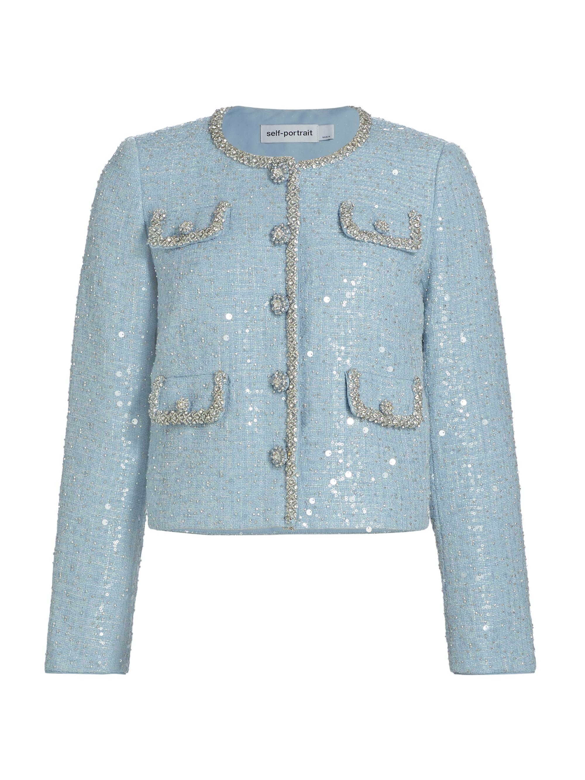 Shop Self-Portrait Sequined Bouclé & Diamante Jacket | Saks Fifth 