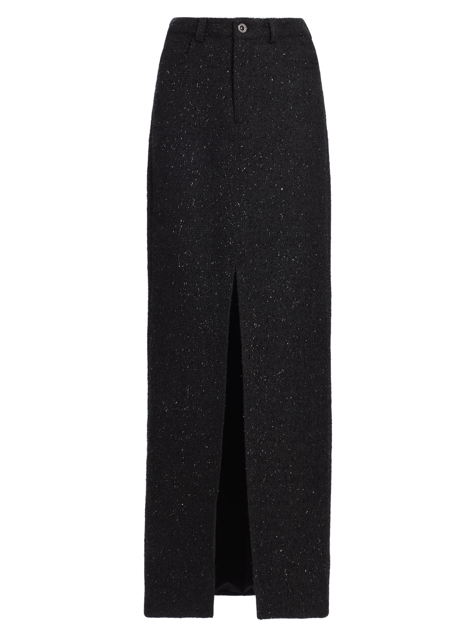 Self-Portrait Women's Bouclé Slit Maxi Skirt - Black