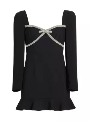 Shop Self-Portrait Diamante Bow Minidress | Saks Fifth Avenue