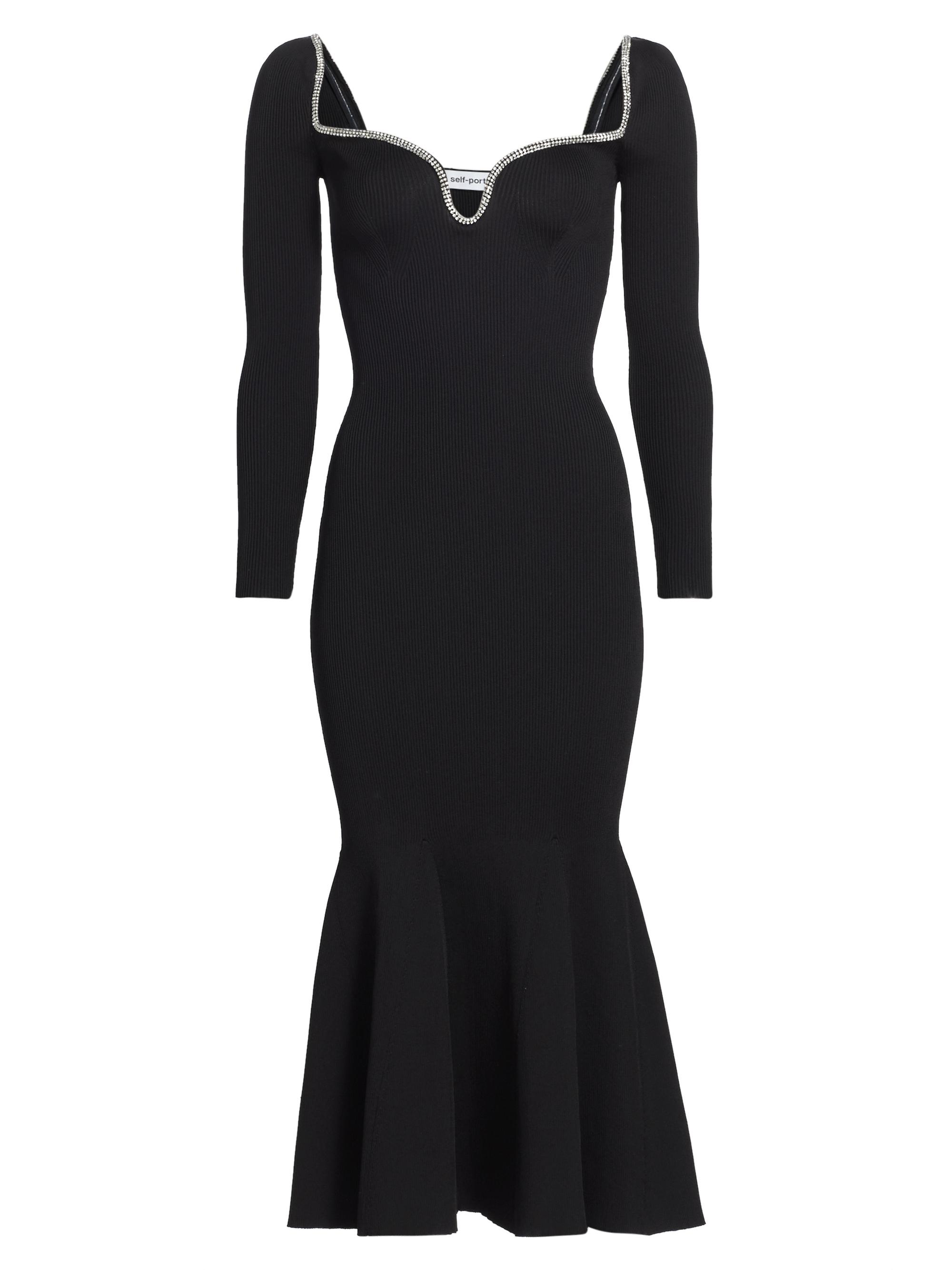 Self-Portrait Women's Diamante Trim Midi-Dress - Black