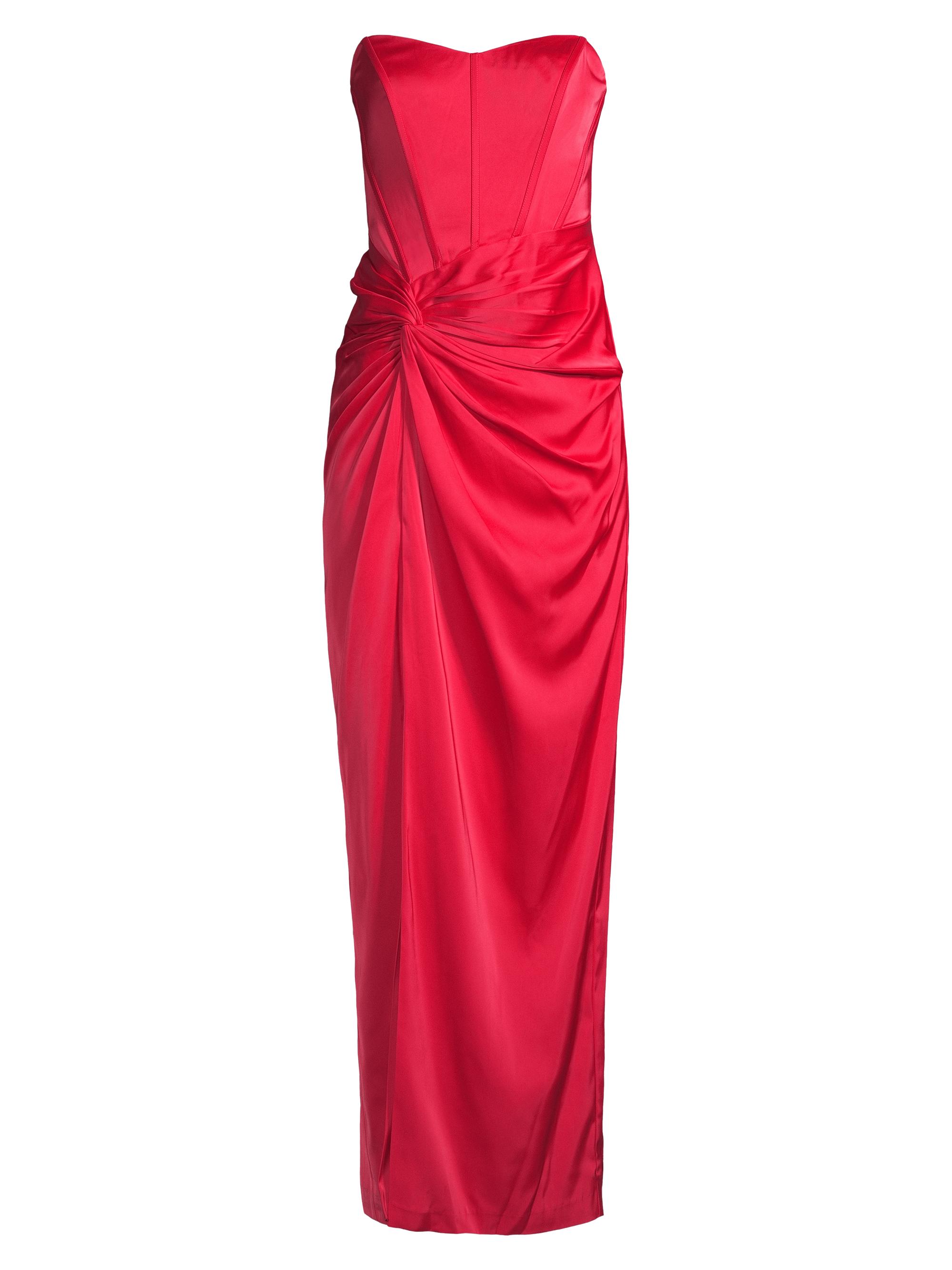 Liv Foster Women's Stretch Satin Strapless Gown - Pink Flame