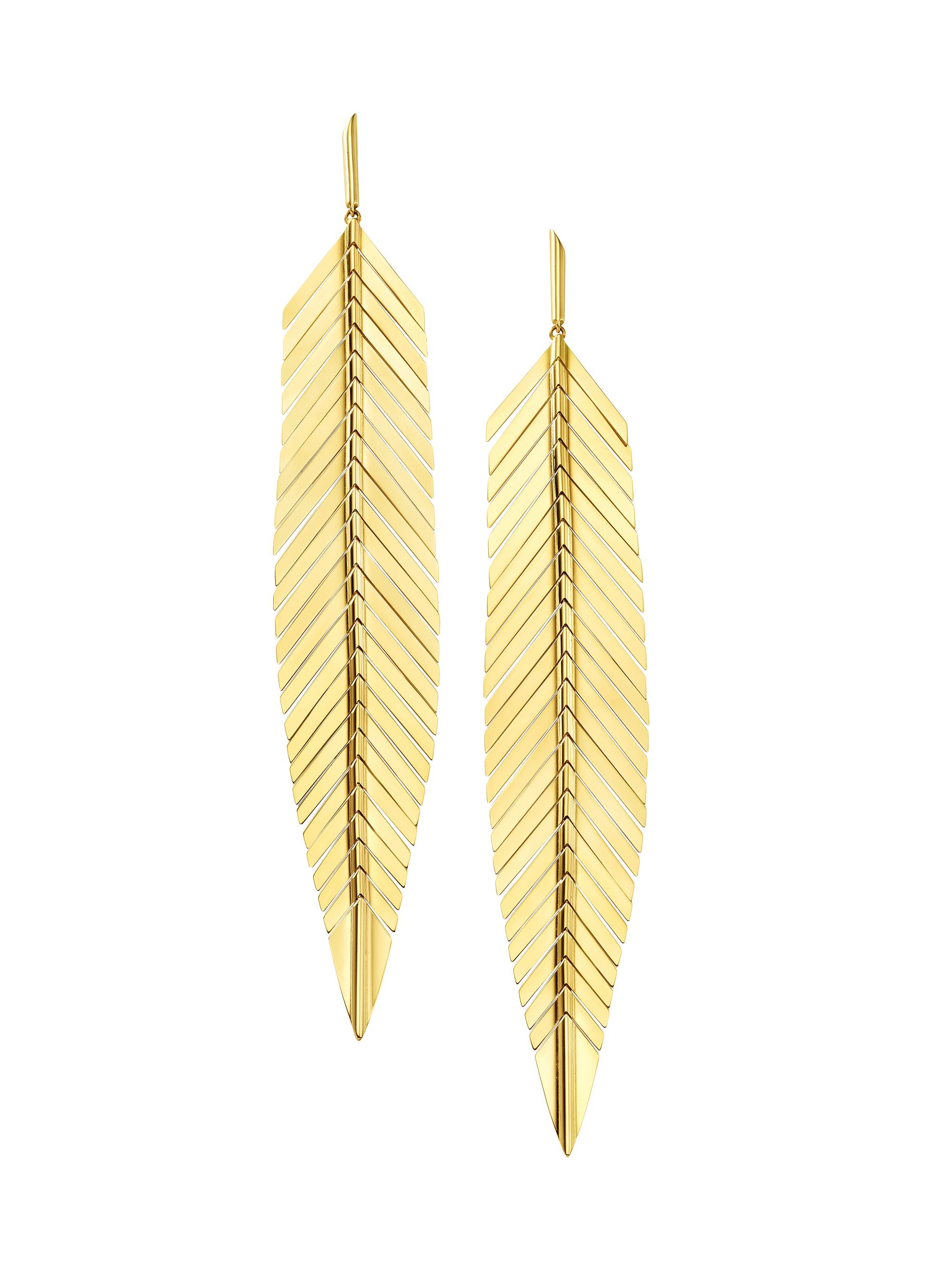 Cadar Women's Feather 18K Gold Feather Drop Earrings - Gold