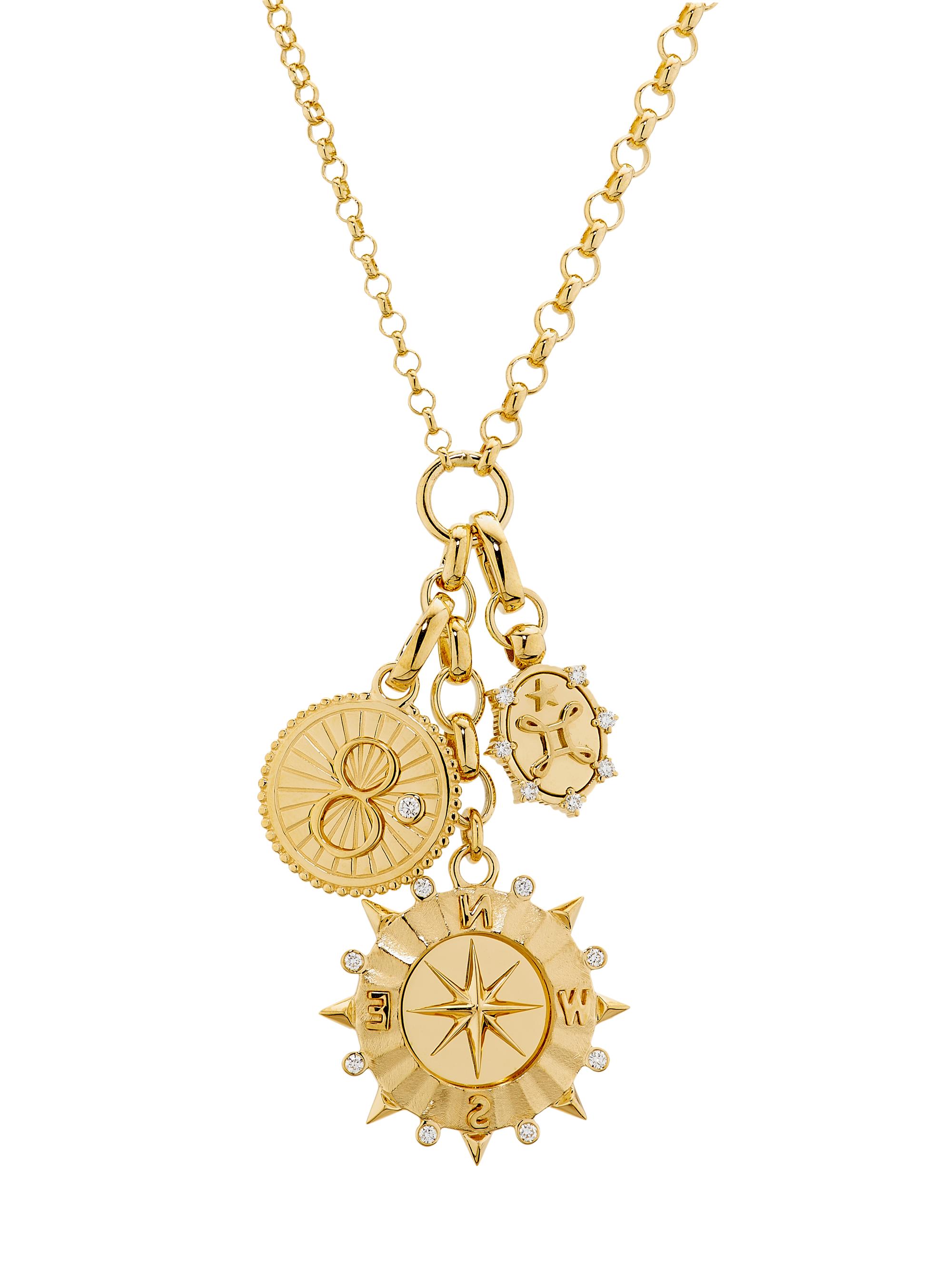 Foundrae Women's Internal Compass, Karma & True Love 18K Yellow Gold & 0.46 TCW Diamond  Mixed Belcher Chain Necklace - Yellow Gold
