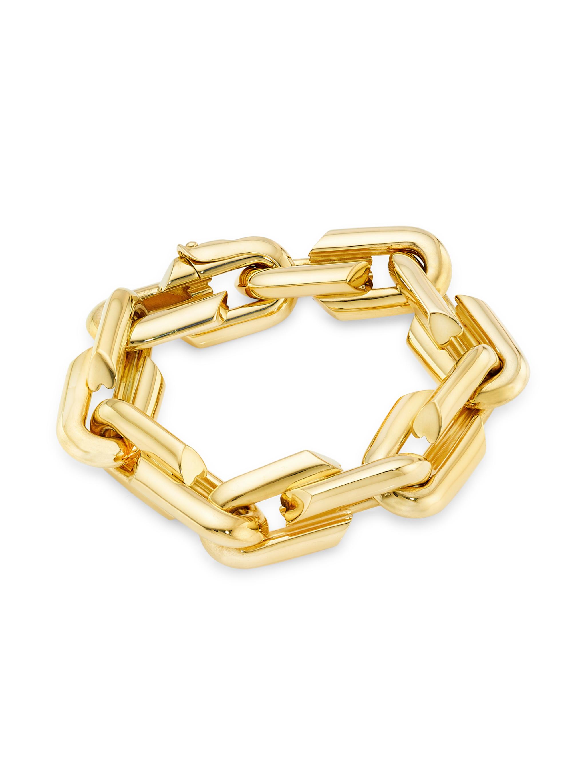 Foundrae Women's Strong Hearts 18K Yellow Gold Oversized Love Link Bracelet - Yellow Gold